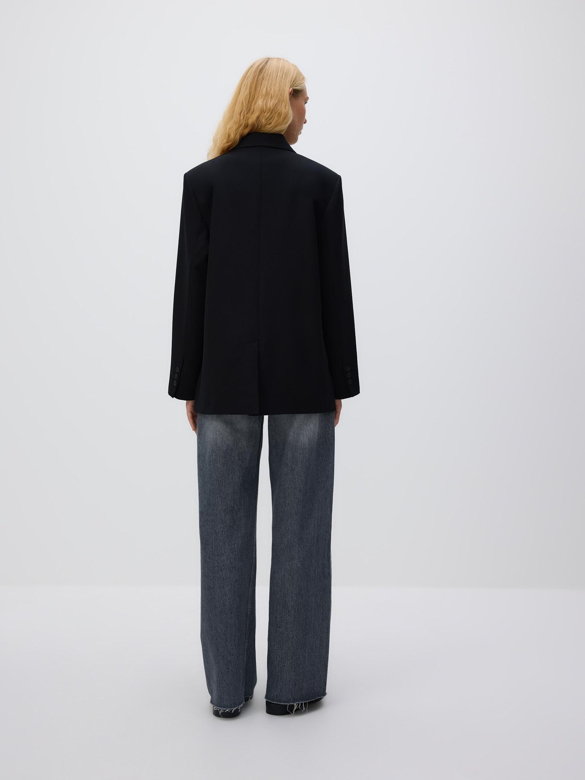 Black Viscose Blend Blazer, Black, large image number 3