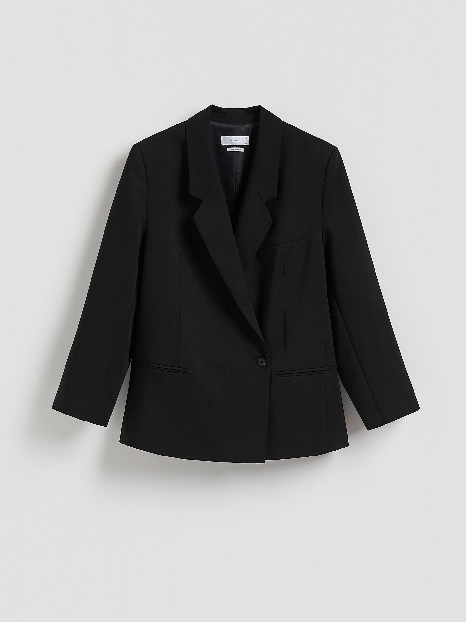 Black Viscose Blend Blazer, Black, large image number 4