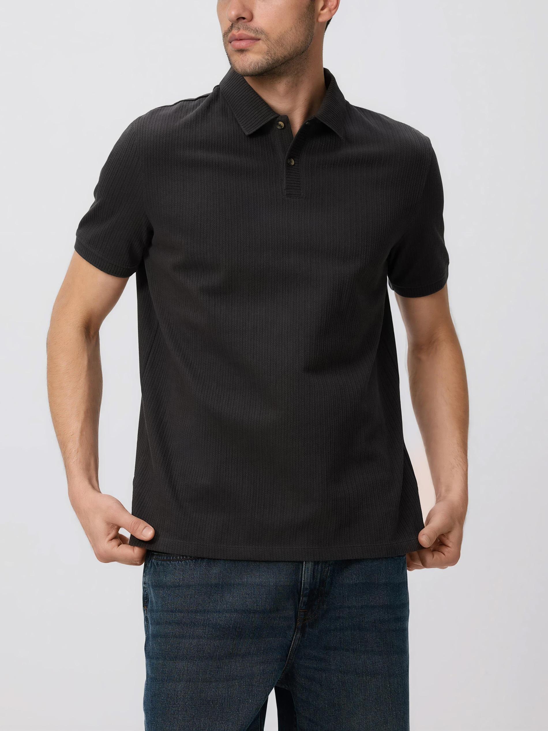 Grey Regular Fit Structural Jersey Polo Shirt, Grey, medium