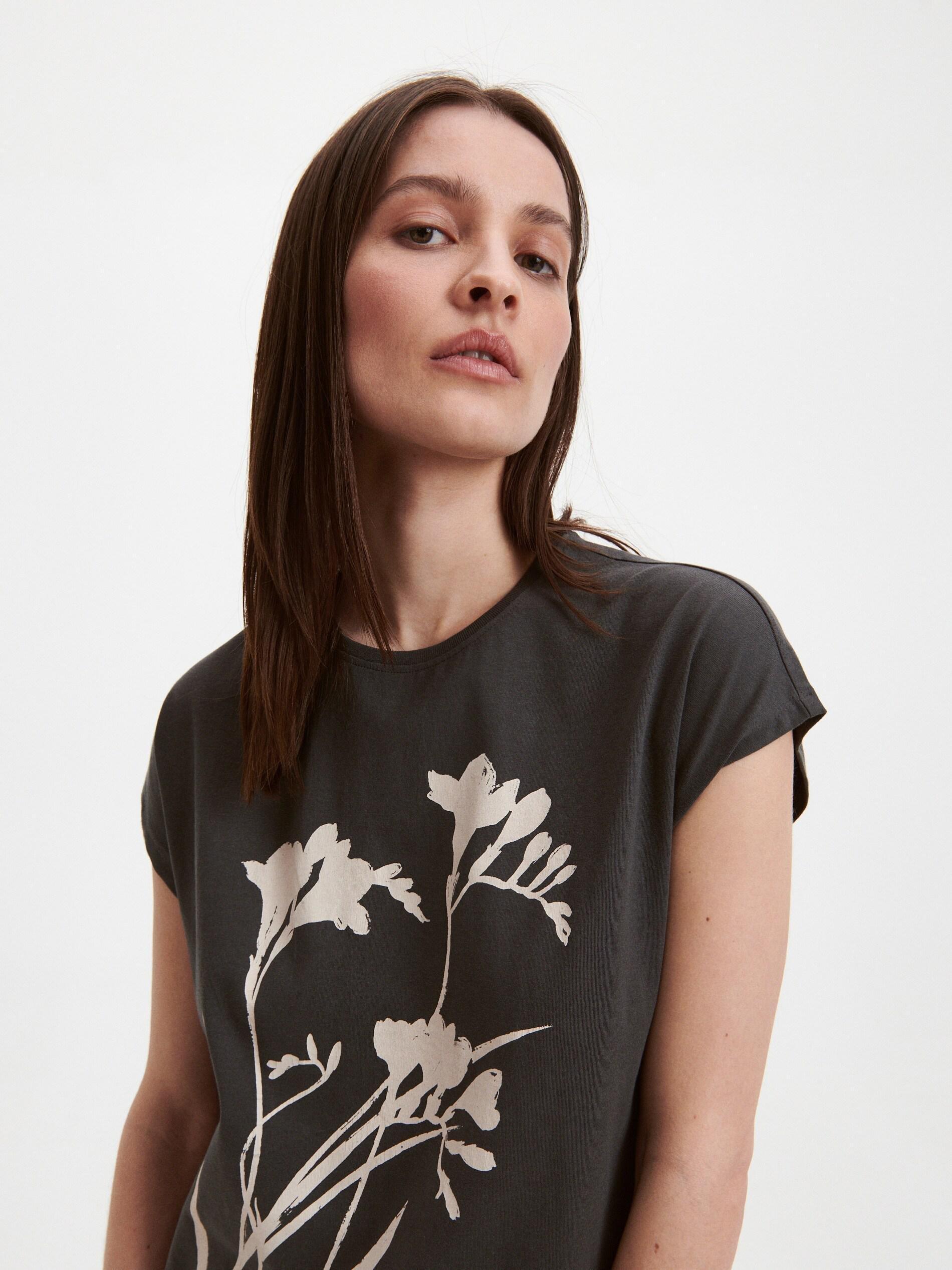 Grey Kimono T-Shirt With Print, , large image number 0