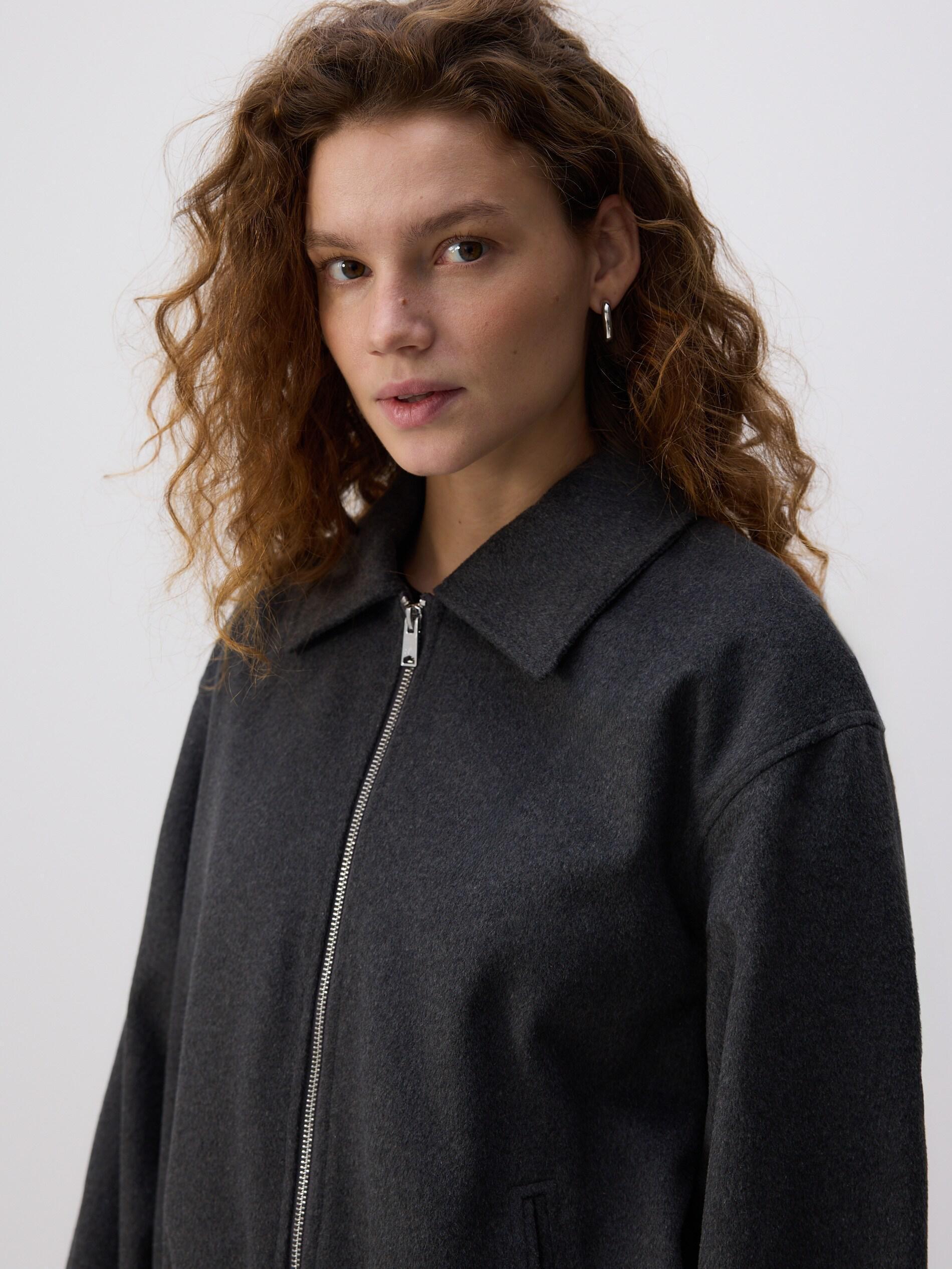 Grey Bomber Jacket With Collar, Grey, medium