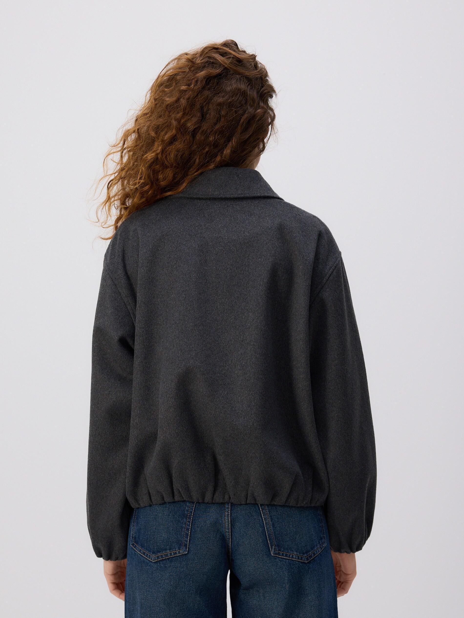 Grey Bomber Jacket With Collar, Grey, medium