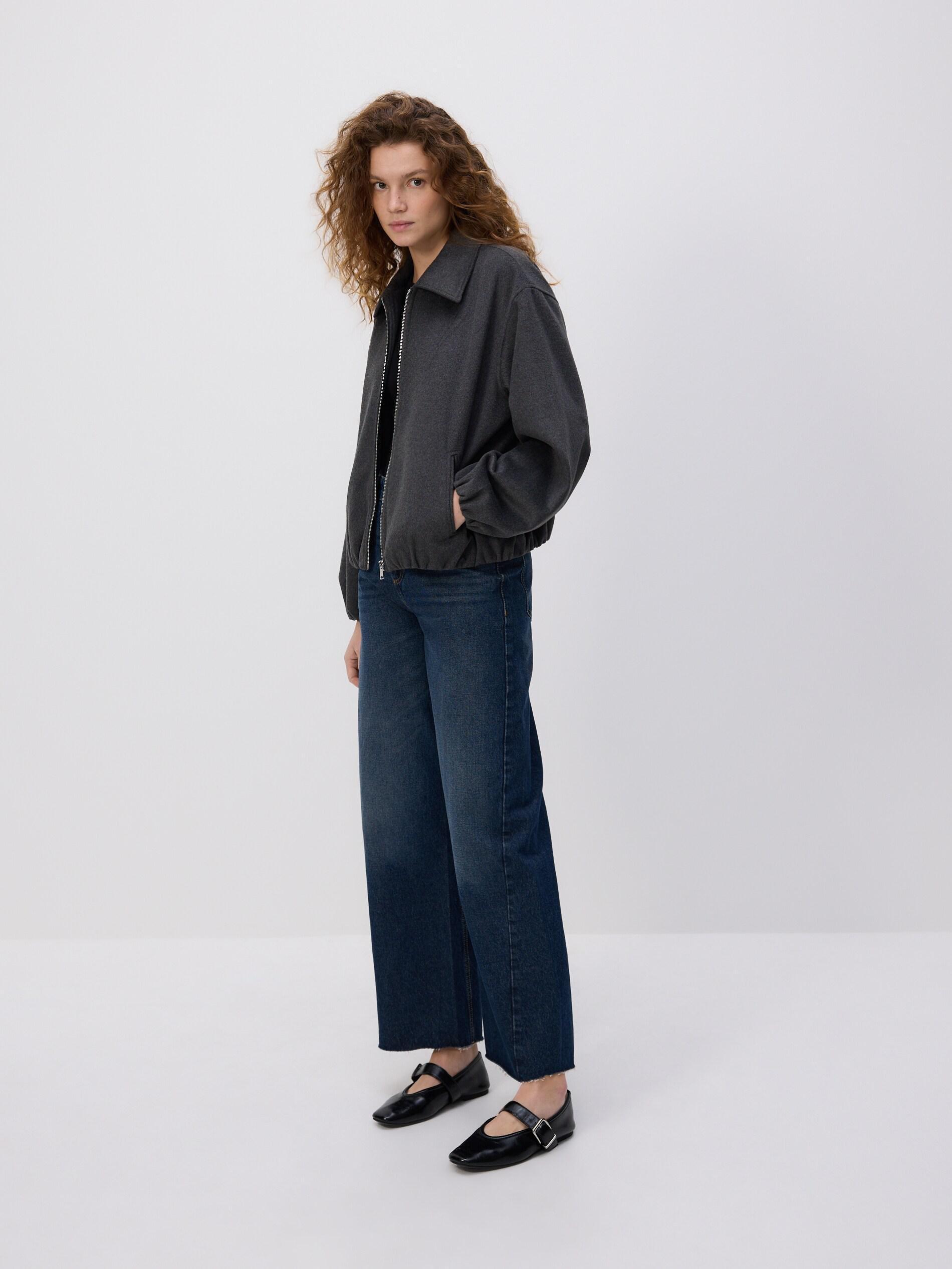 Grey Bomber Jacket With Collar, Grey, large image number 3