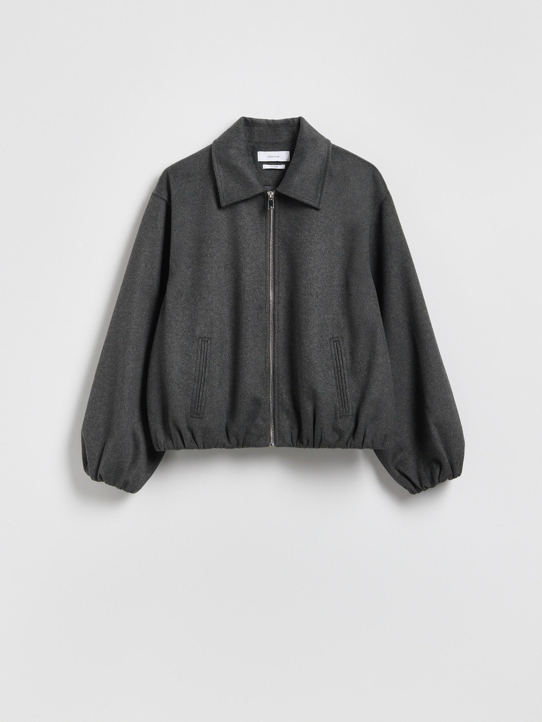 Grey Bomber Jacket With Collar, Grey, large image number 4