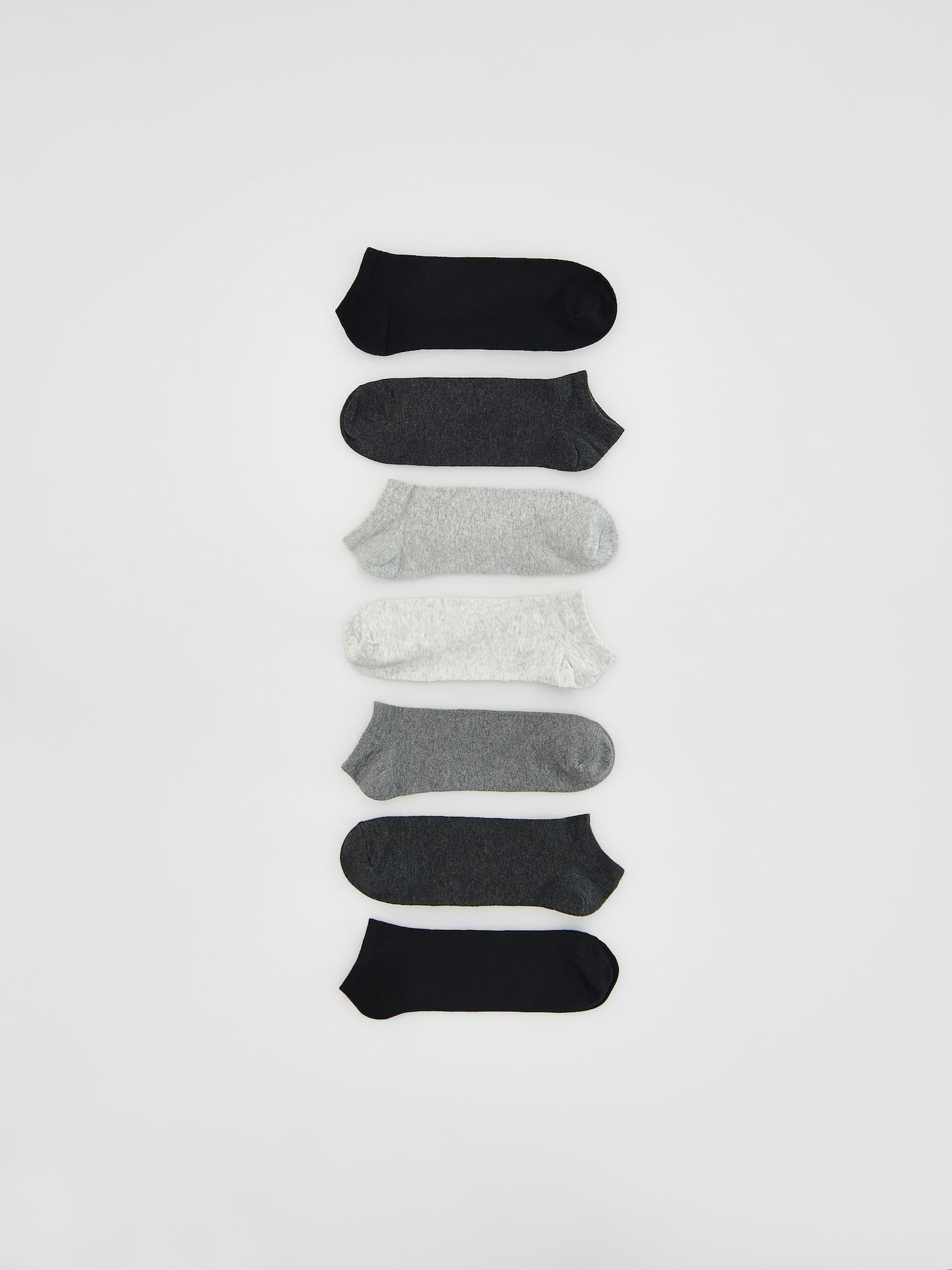 Grey 7 Pack Short Socks, Grey, large image number 0
