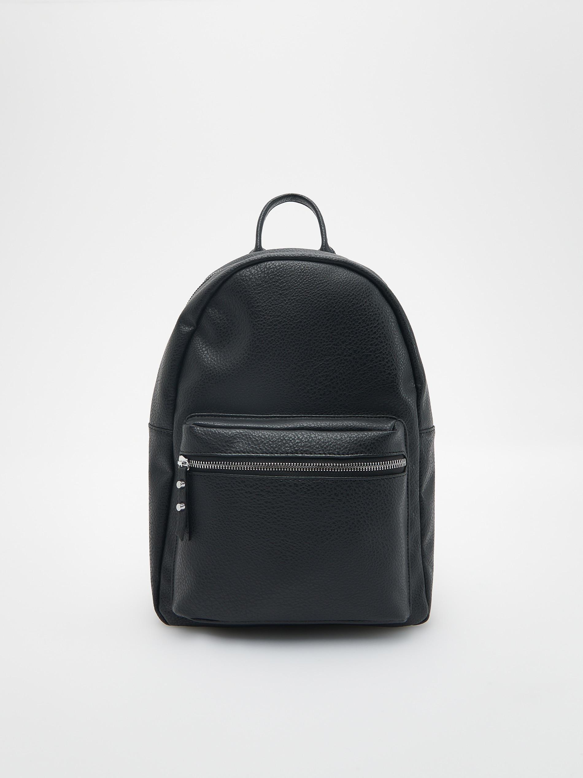 Black Faux Leather Backpack, , large image number 0