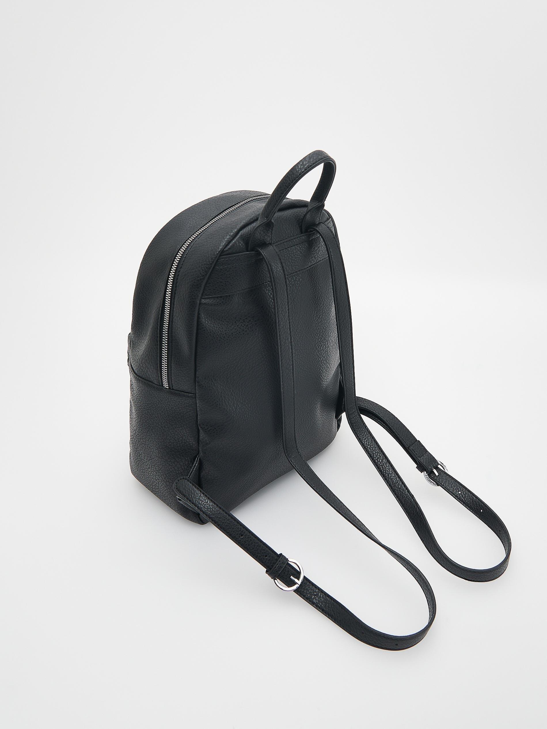 Black Faux Leather Backpack, , large image number 1