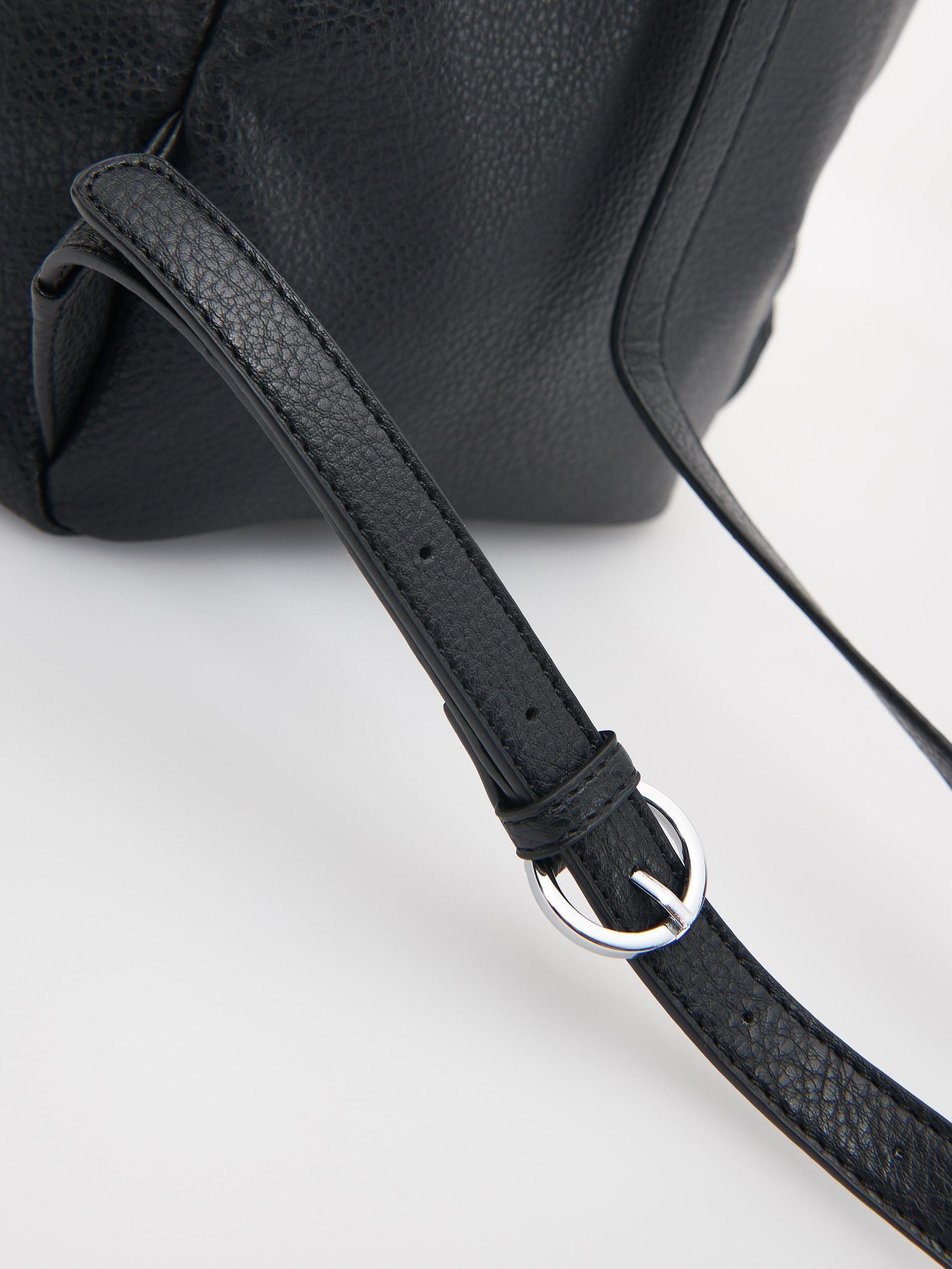 Black Faux Leather Backpack, , large image number 3