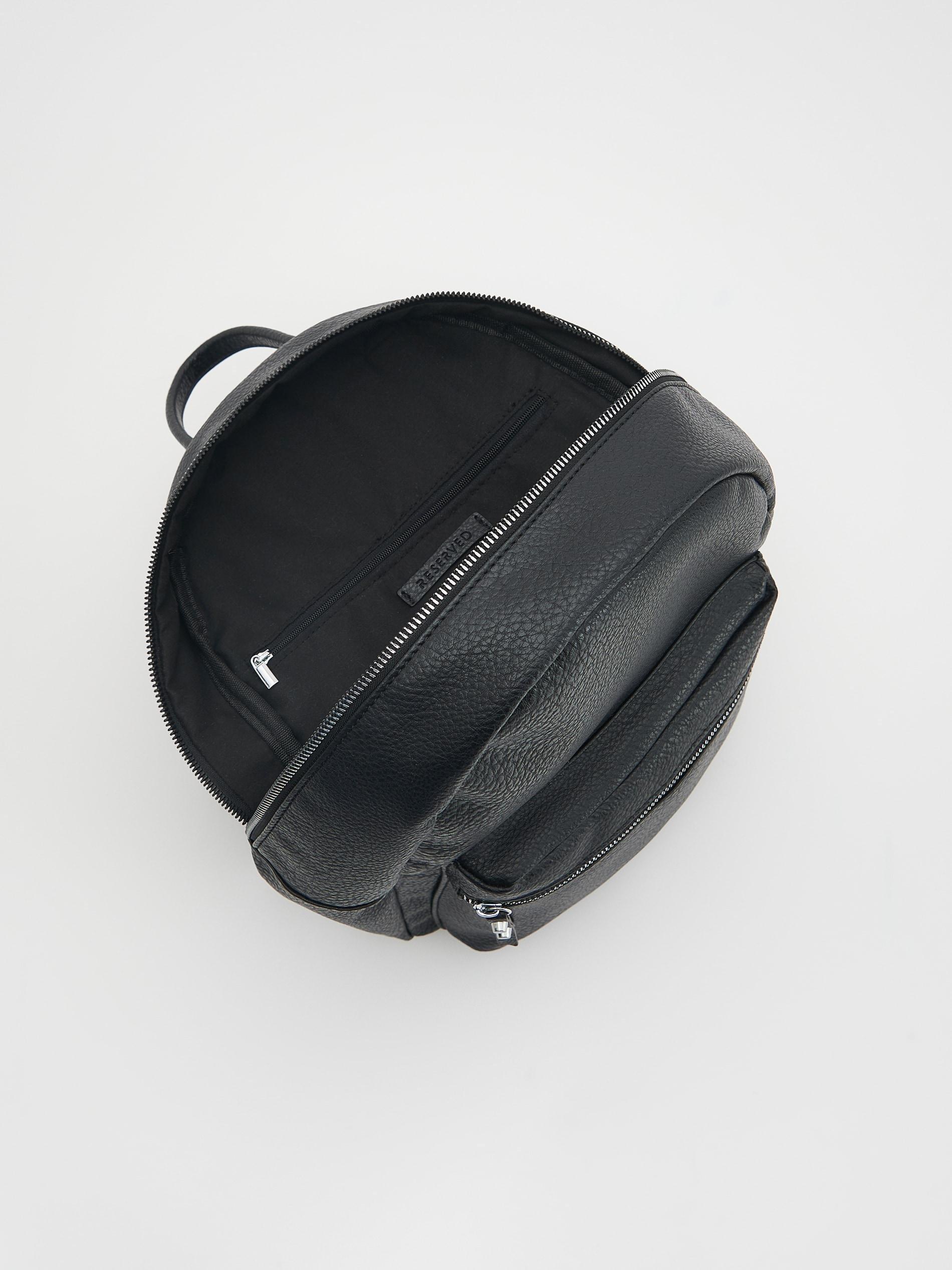 Black Faux Leather Backpack, , large image number 4