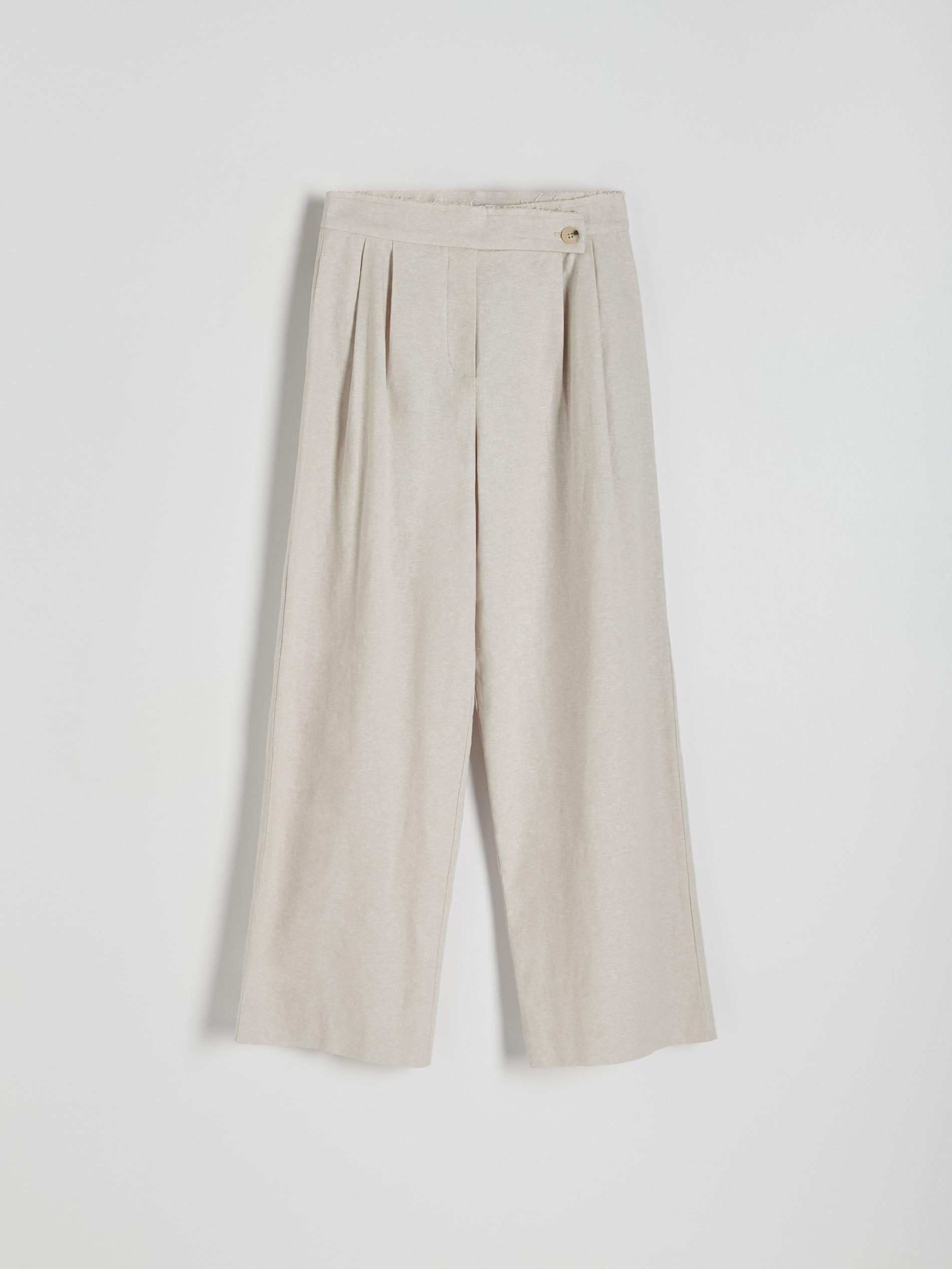 Beige Relaxed Linen Trousers, , large image number 4