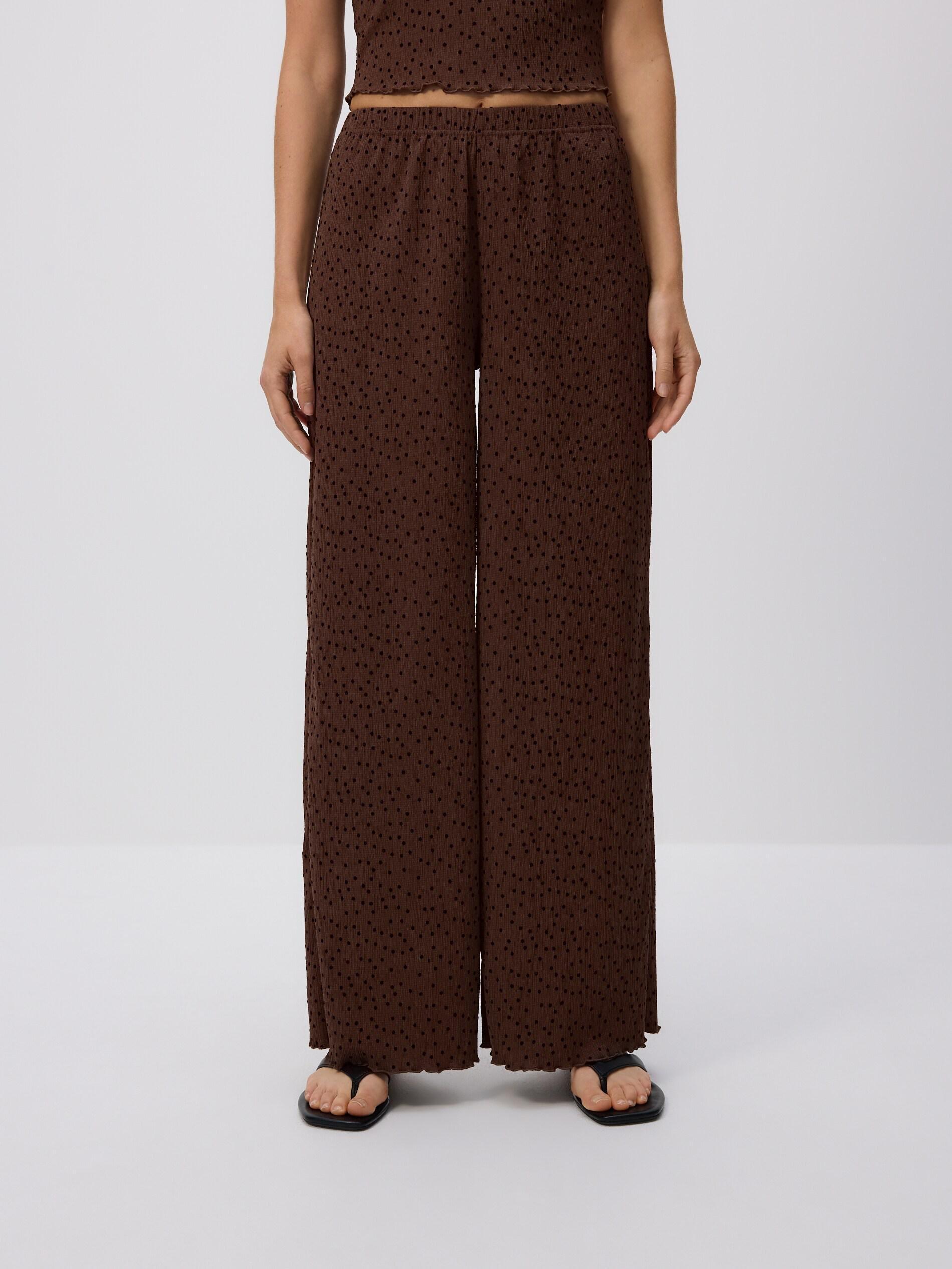 Brown Polka Dot Trousers, Brown, large image number 1