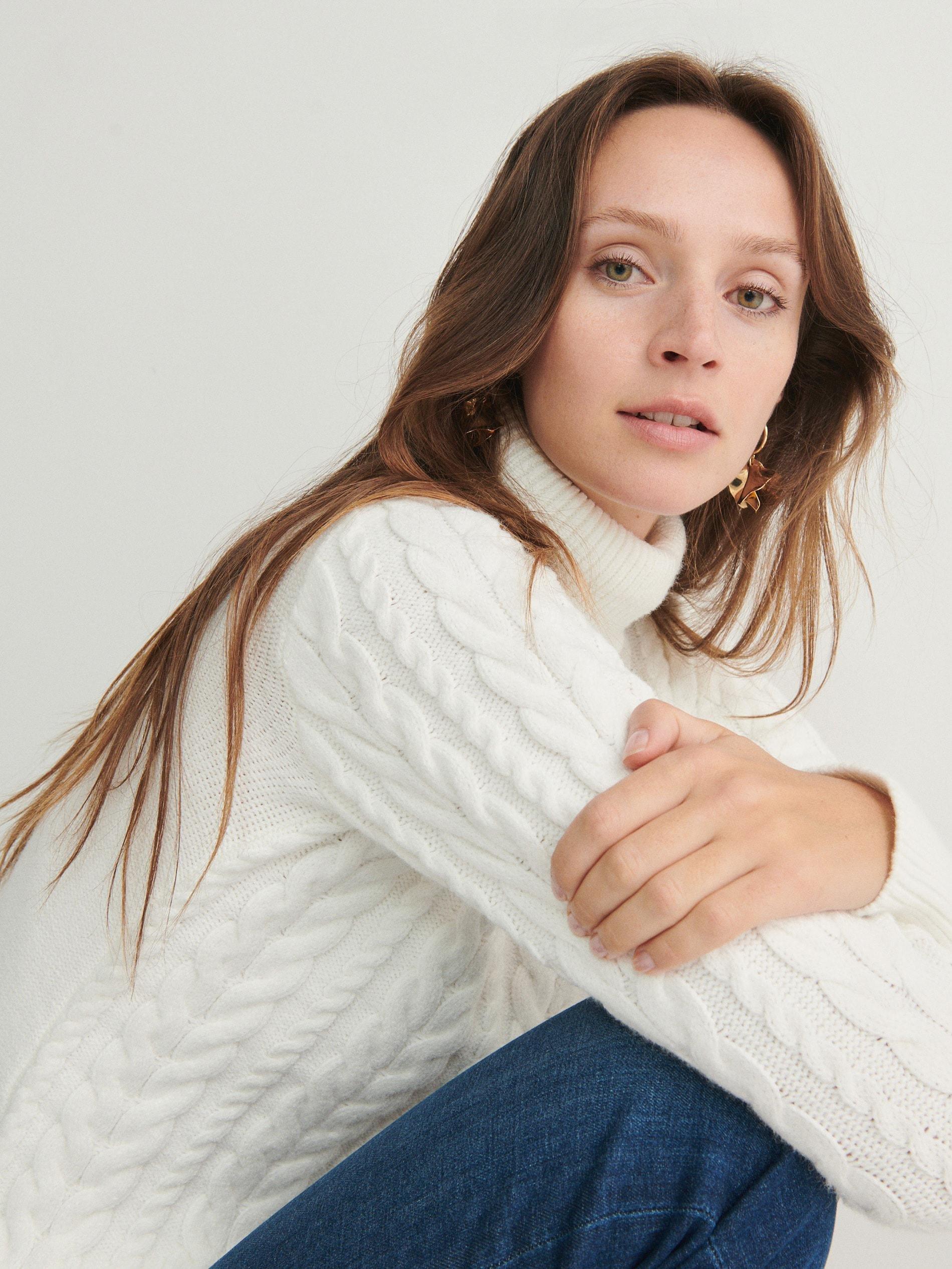 Cream Turtleneck Jumper, , large image number 1