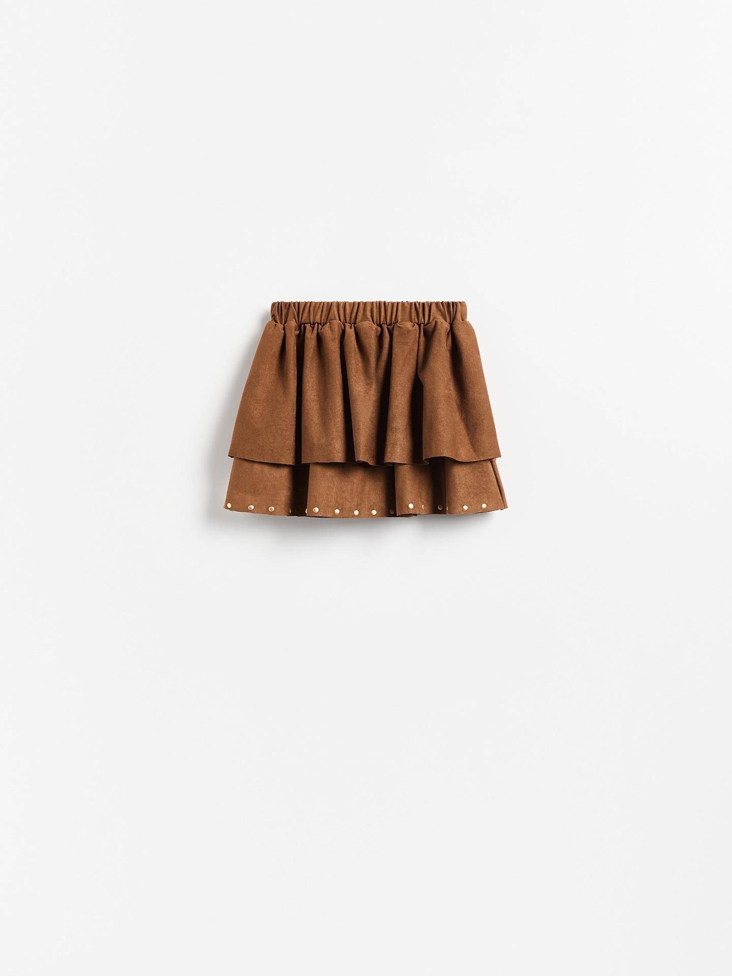 Brown Imitation Suede Skirt, Brown, medium