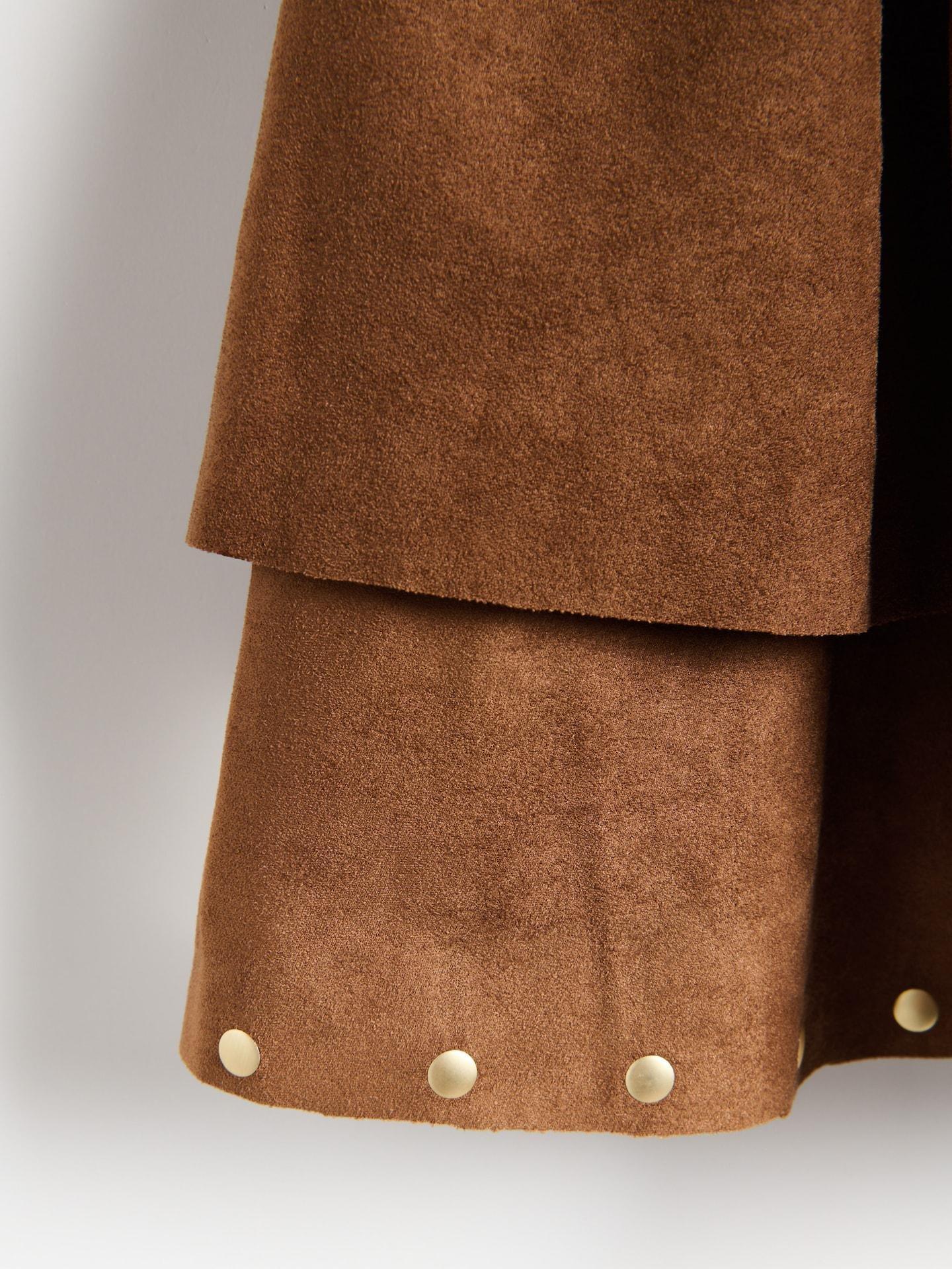 Brown Imitation Suede Skirt, Brown, medium