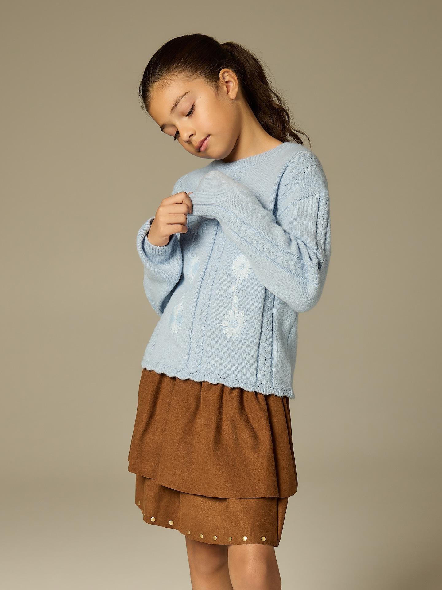 Brown Imitation Suede Skirt, Brown, medium