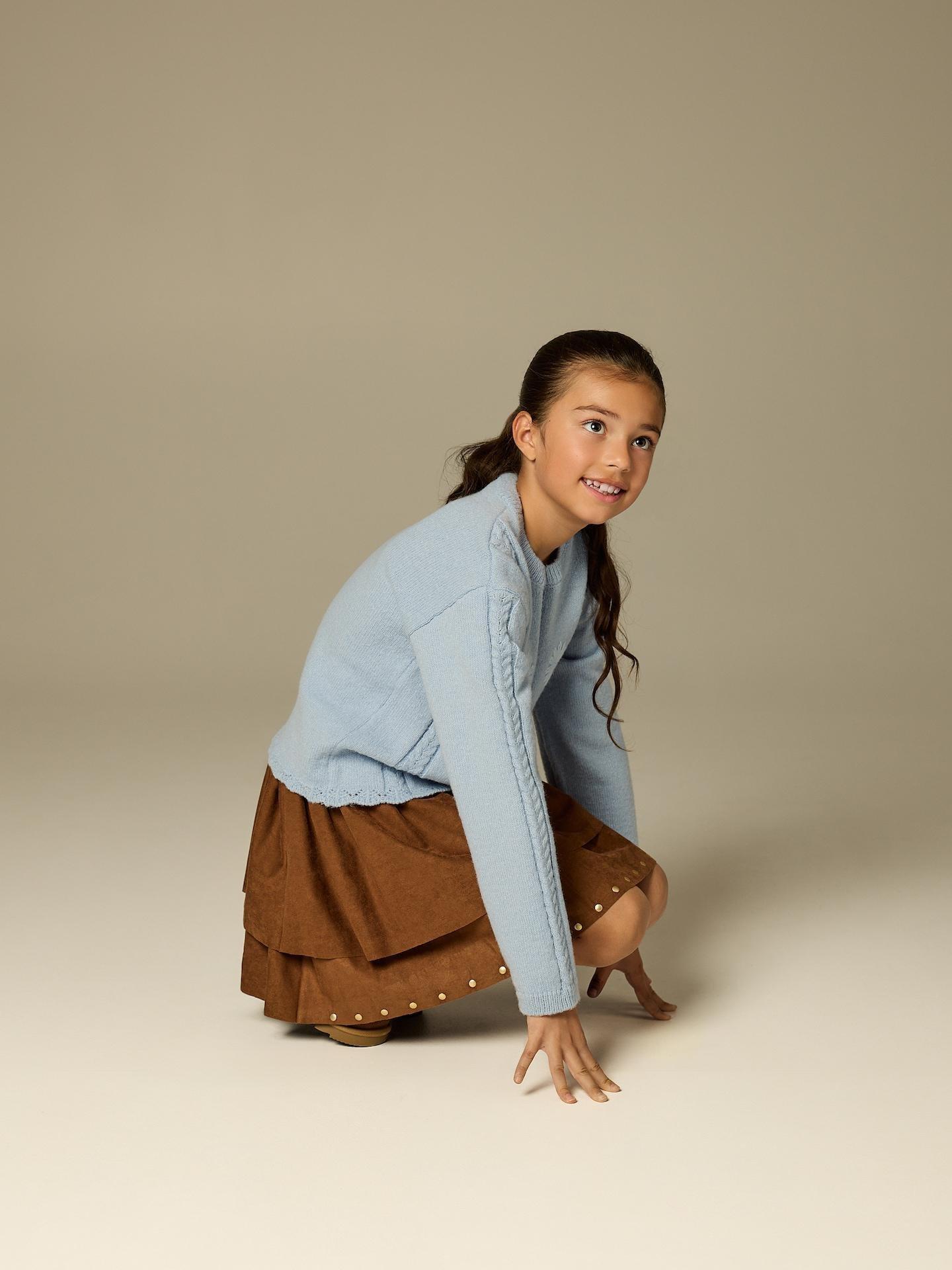 Brown Imitation Suede Skirt, Brown, large image number 3