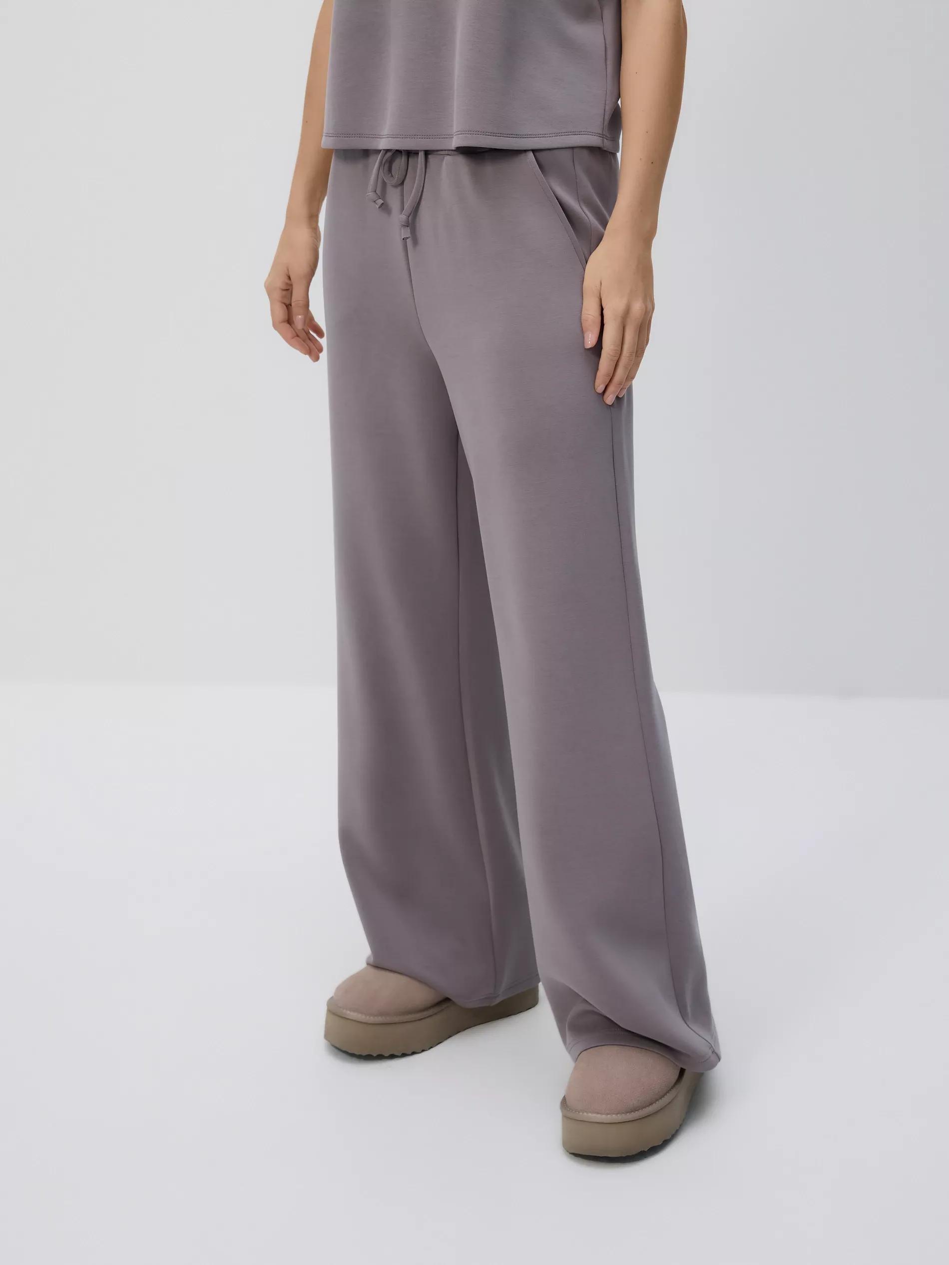 Brown Wide Leg Trousers, Brown, large image number 1