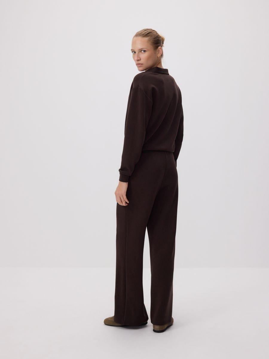 Wide leg trousers, Brown, medium