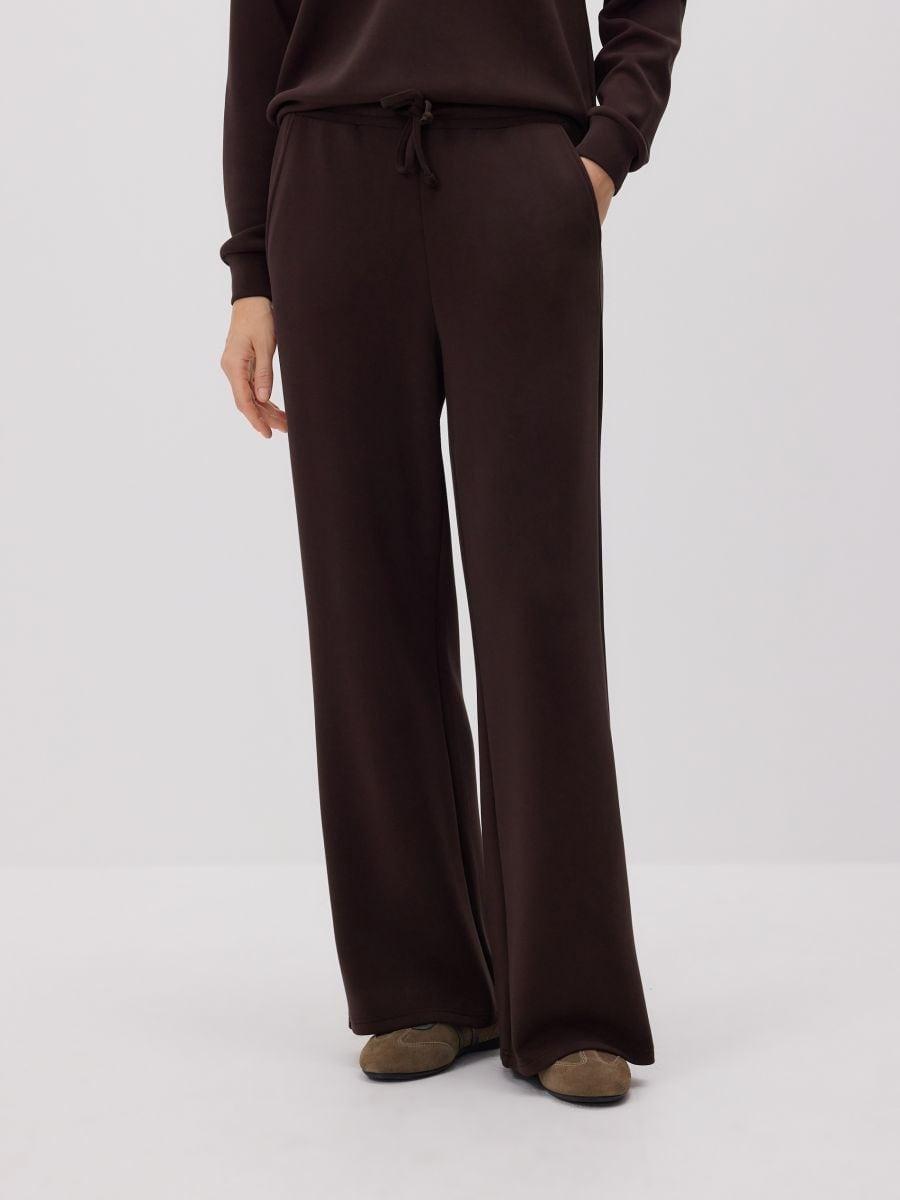 Wide leg trousers, Brown, medium