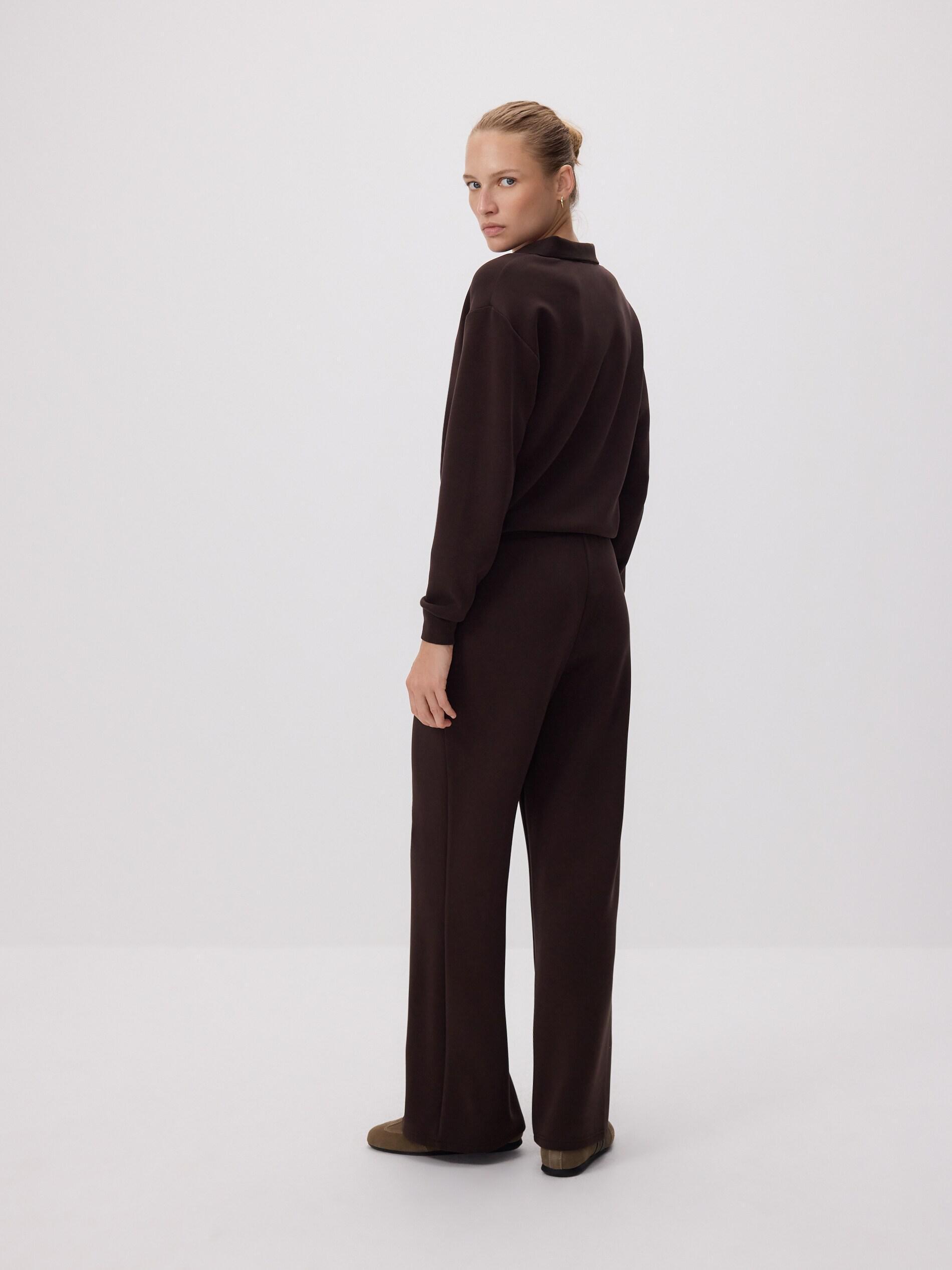 Brown Wide Leg Trousers, Brown, large image number 3