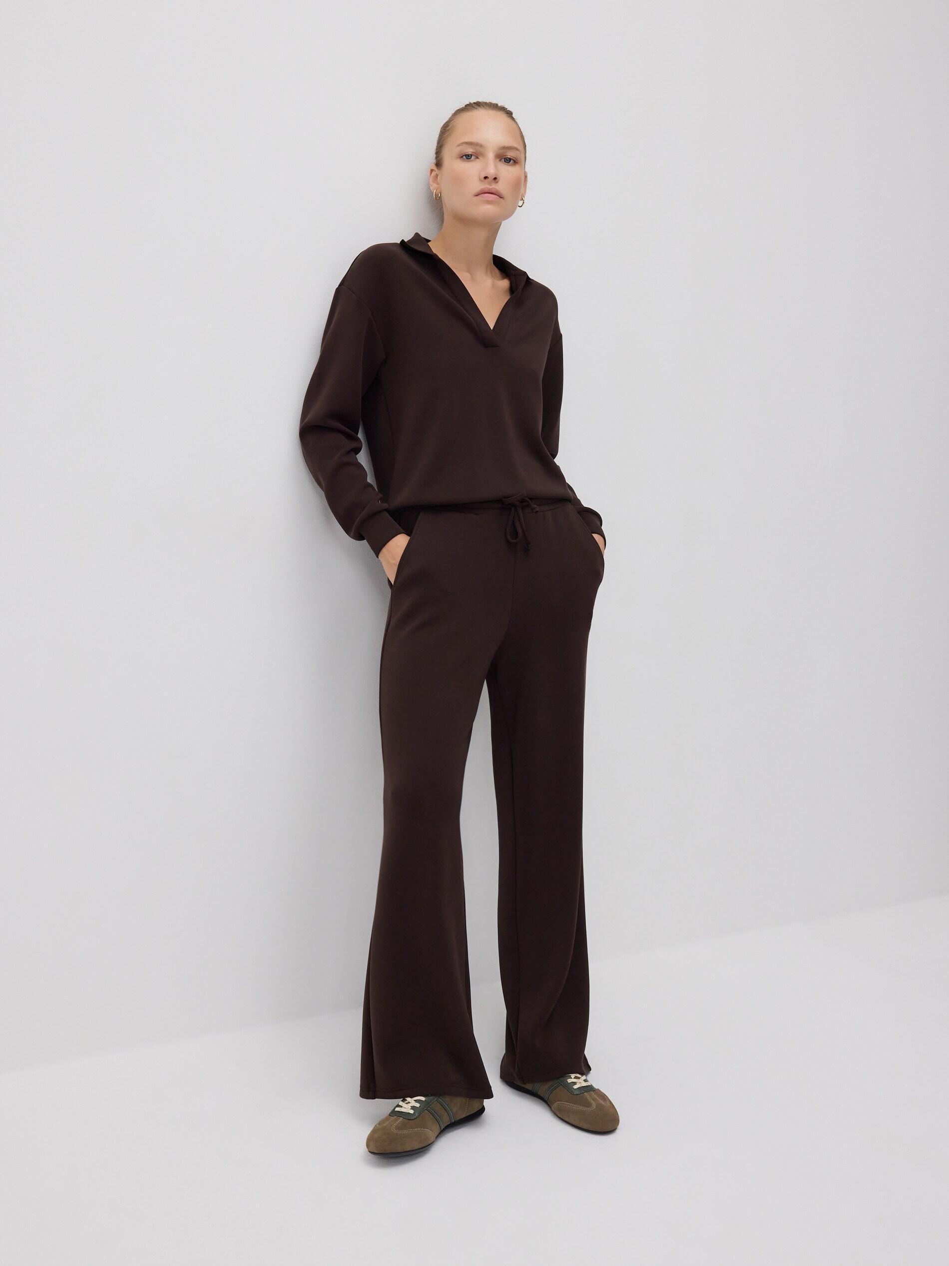 Brown Wide Leg Trousers, Brown, large image number 4