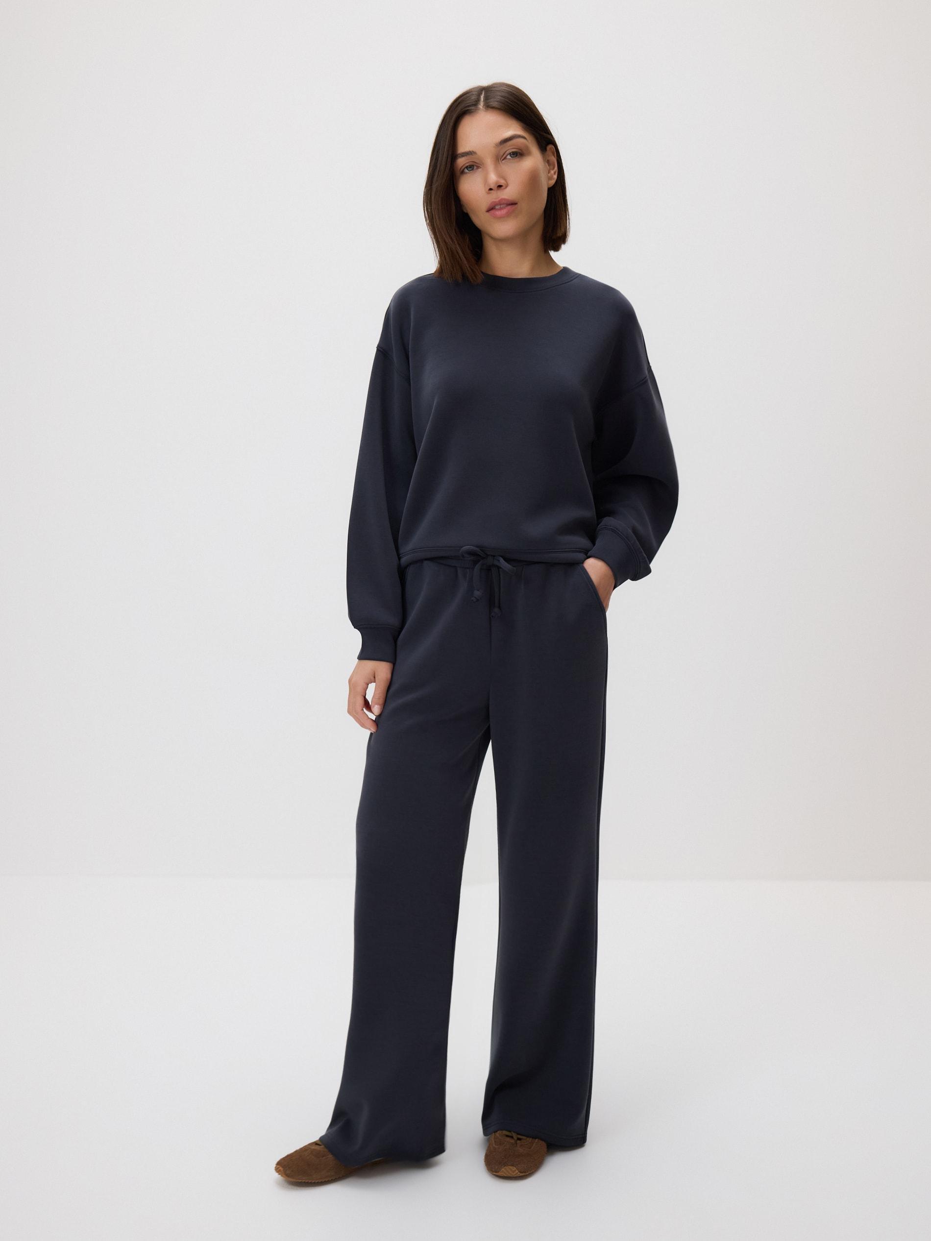 Grey Wide Leg Trousers, Grey, large image number 0