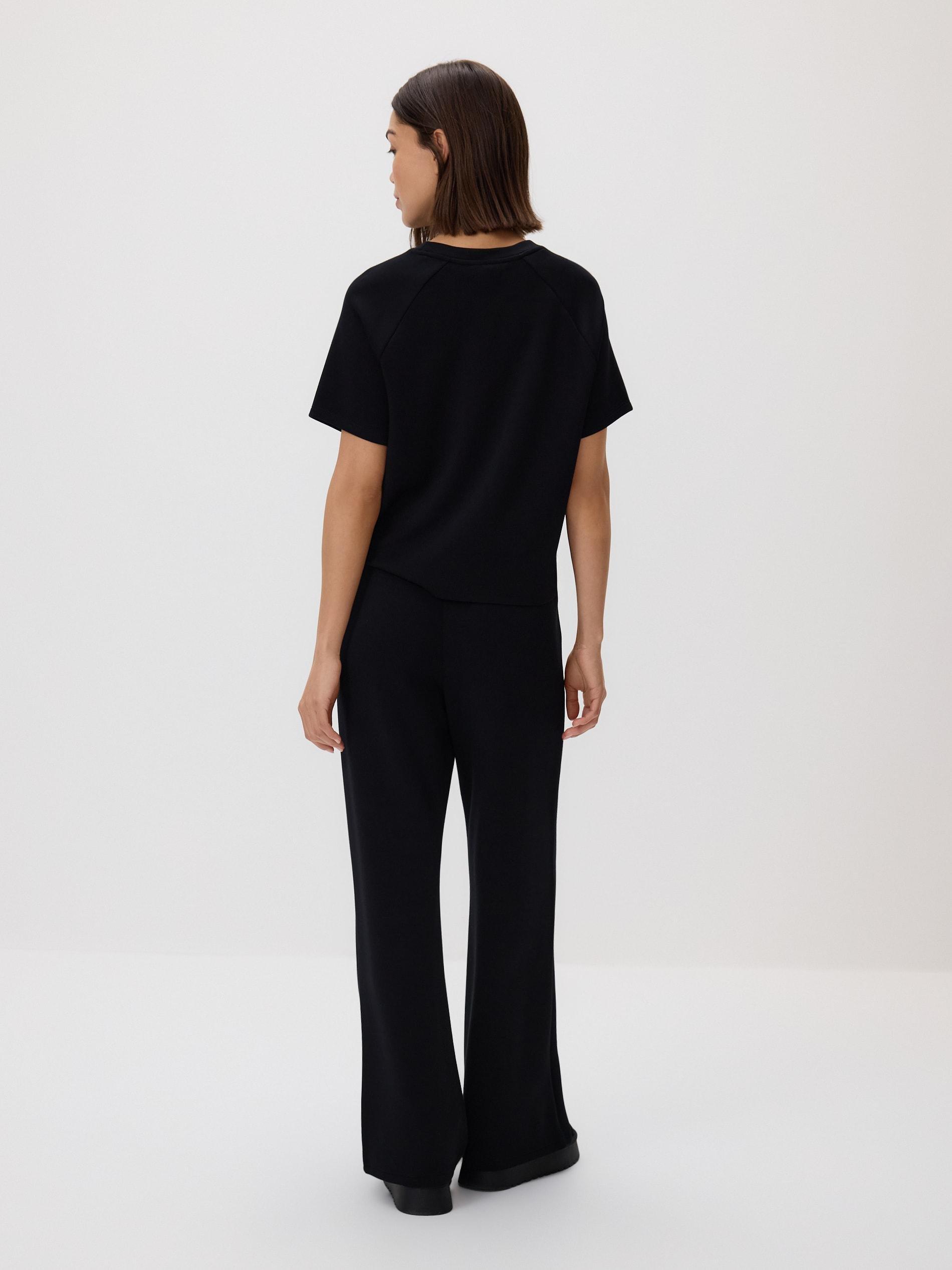 Black Wide Leg Trousers, Black, large image number 3