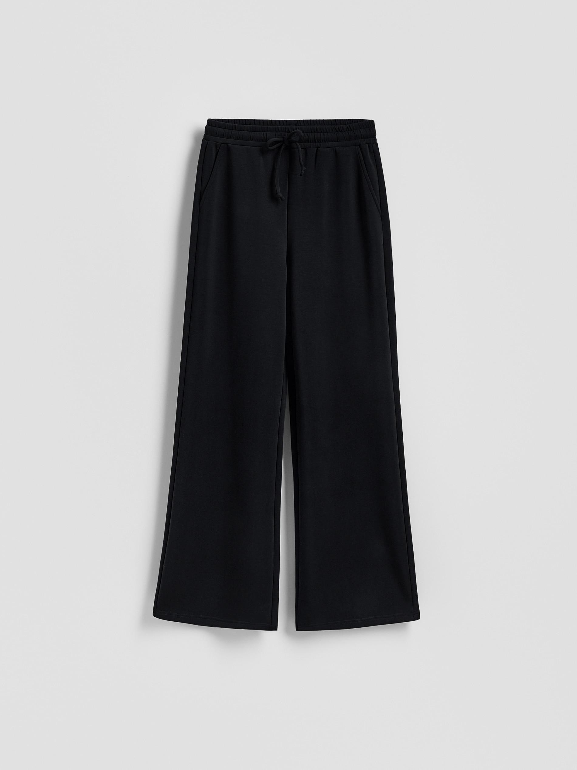 Black Wide Leg Trousers, Black, large image number 4