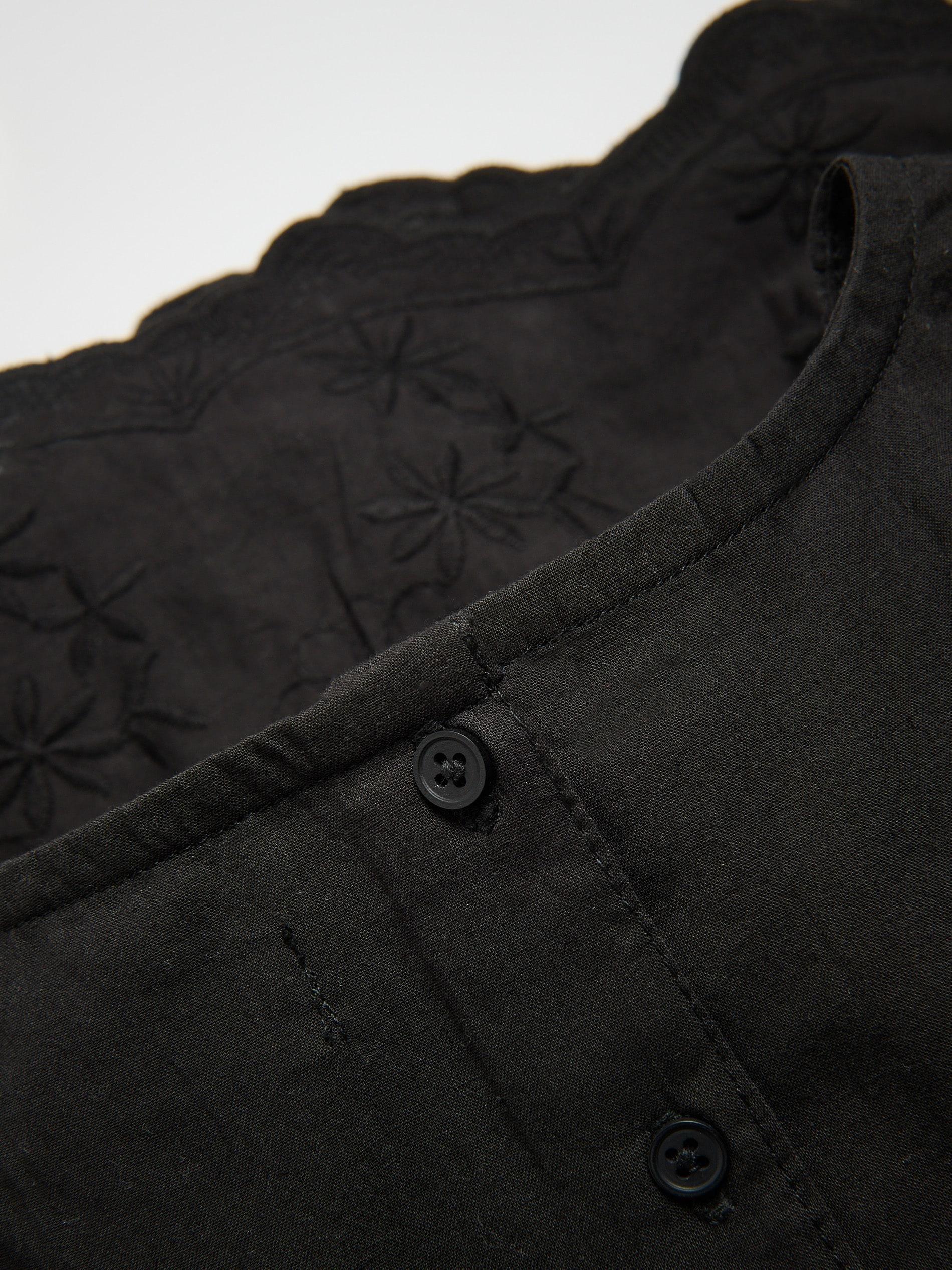 Black Blouse With Openwork Hem, Black, large image number 1