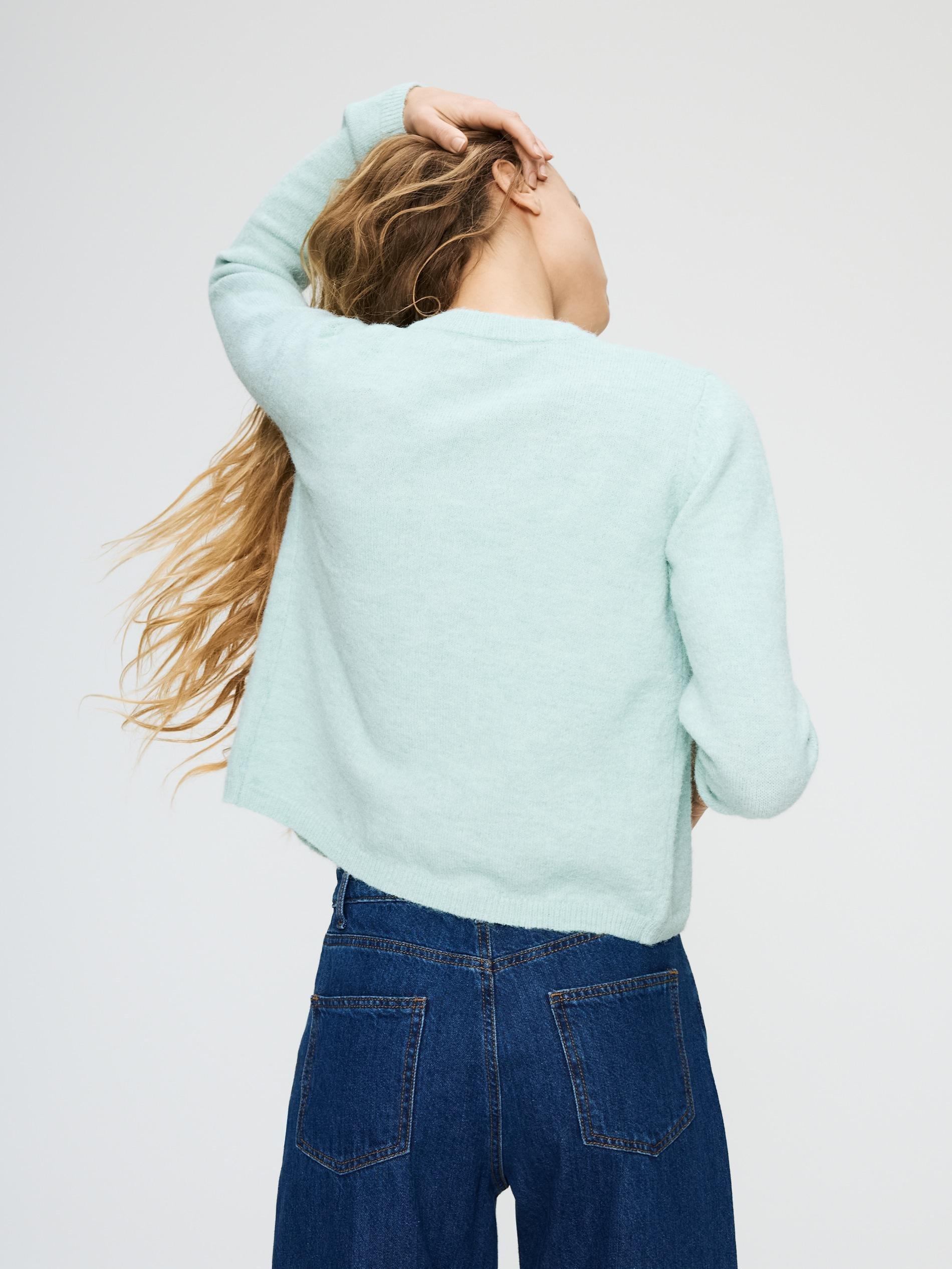 Turquoise Wool Blend Cardigan, Turquoise, large image number 1