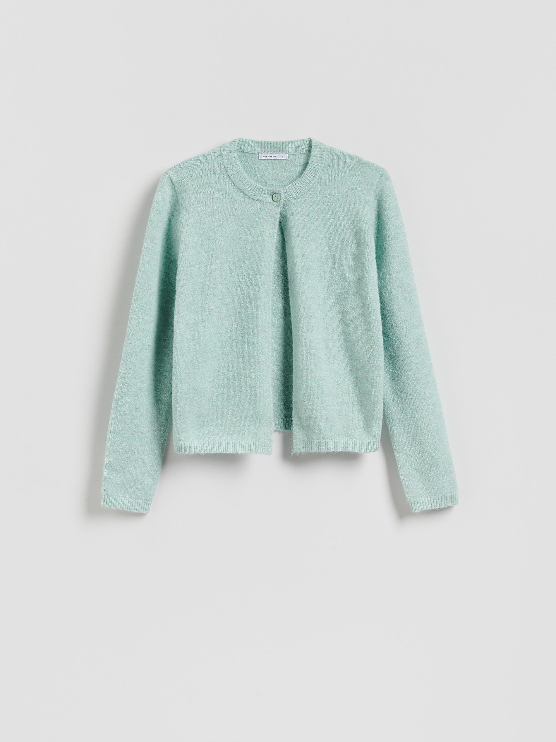 Turquoise Wool Blend Cardigan, Turquoise, large image number 4