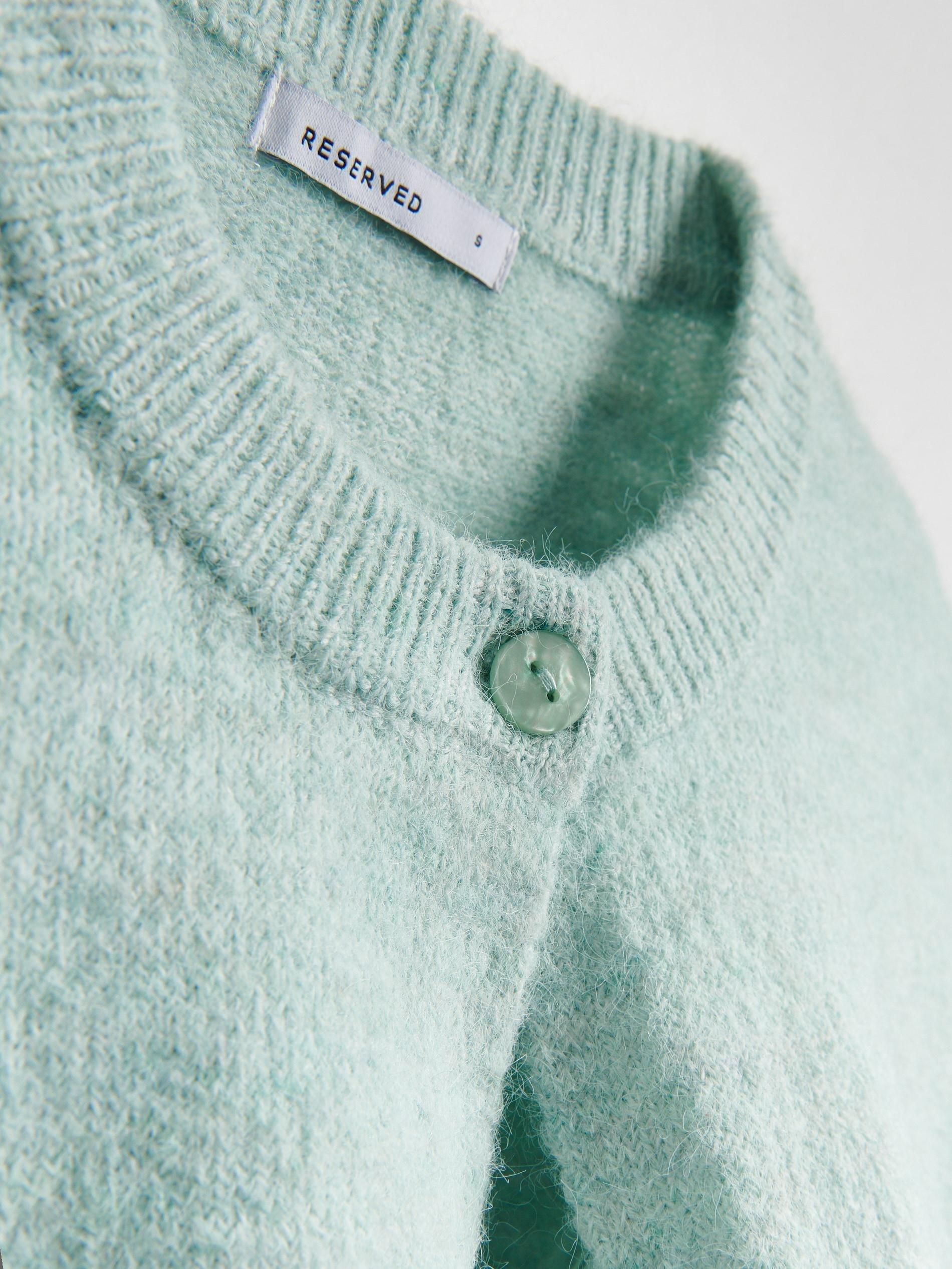 Turquoise Wool Blend Cardigan, Turquoise, large image number 5