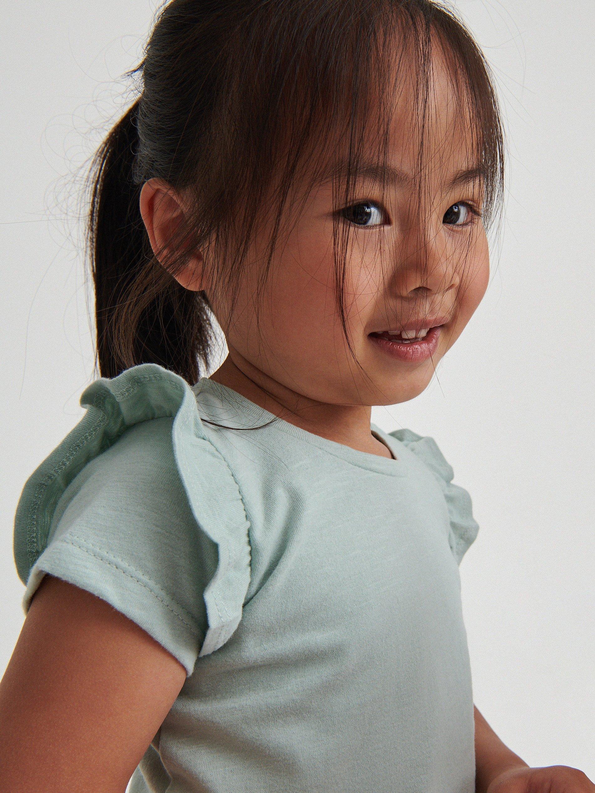 Light Turquoise Cotton T-Shirt, Kids Girl, , large image number 7