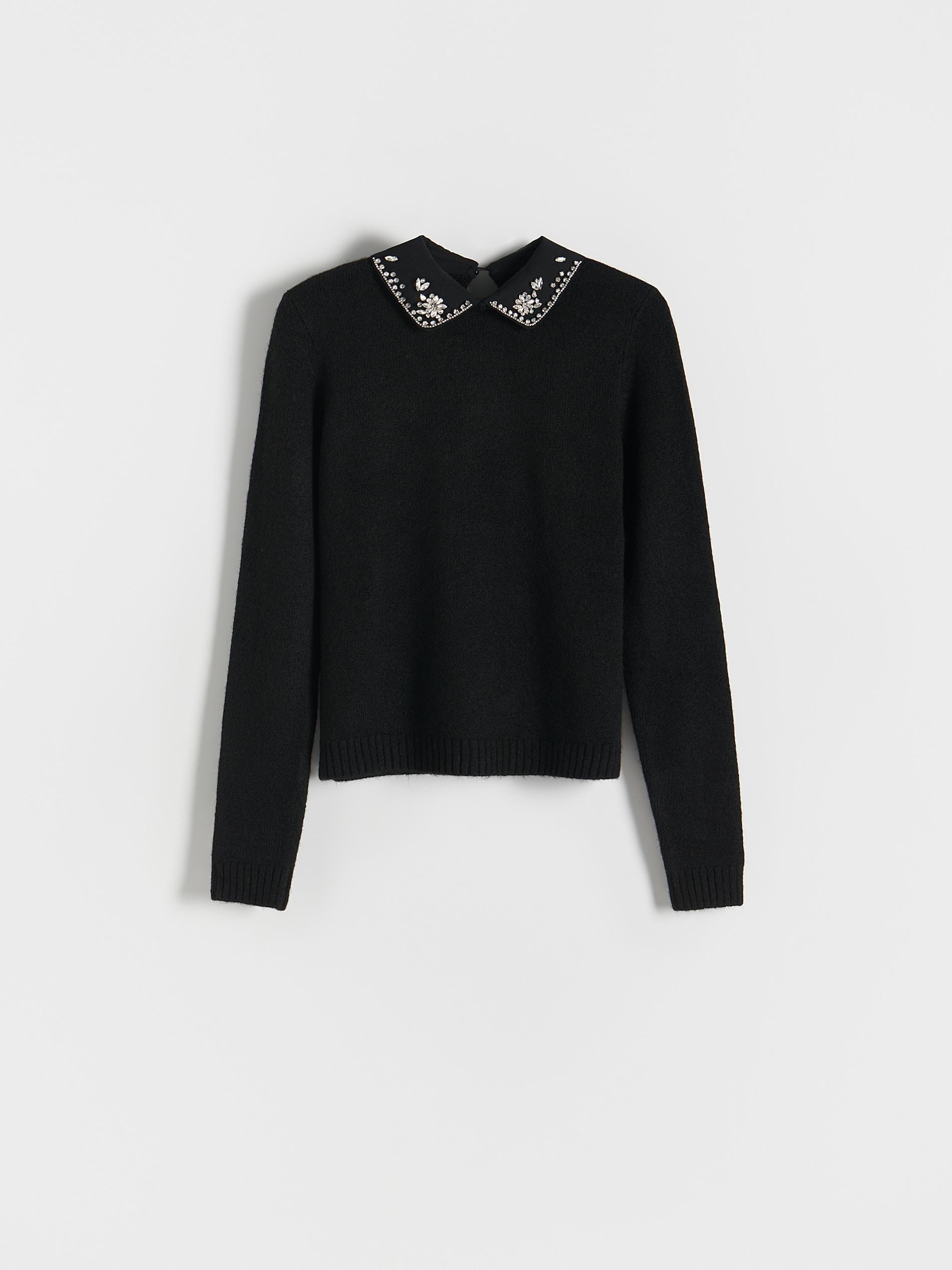 Black Sweater With Decorative Collar, , large image number 3