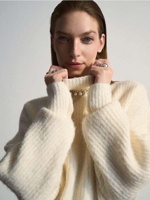White Wool Blend Jumper, , large image number 0