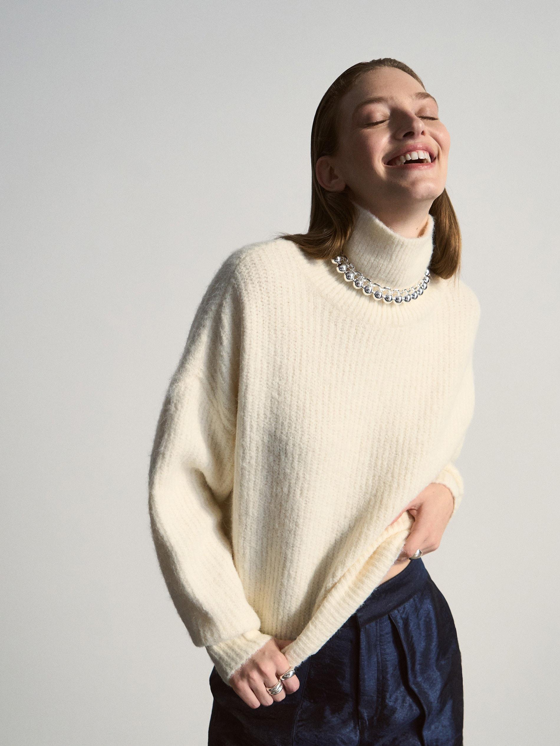 White Wool Blend Jumper, , large image number 2