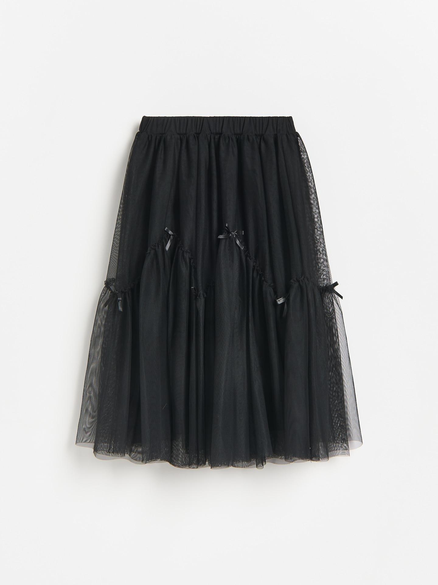 Black Tulle Skirt With Bows, Black, medium