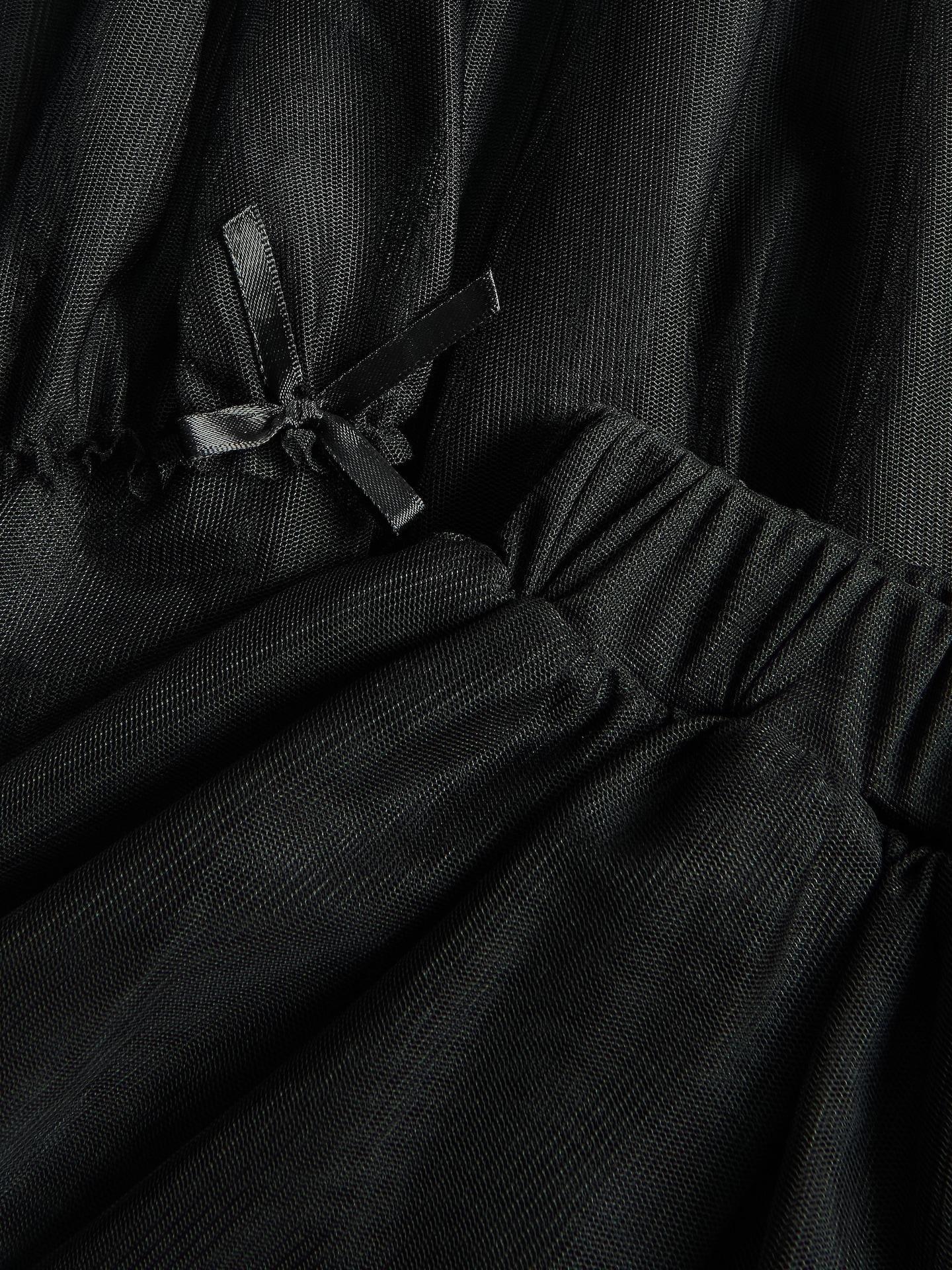 Black Tulle Skirt With Bows, Black, medium