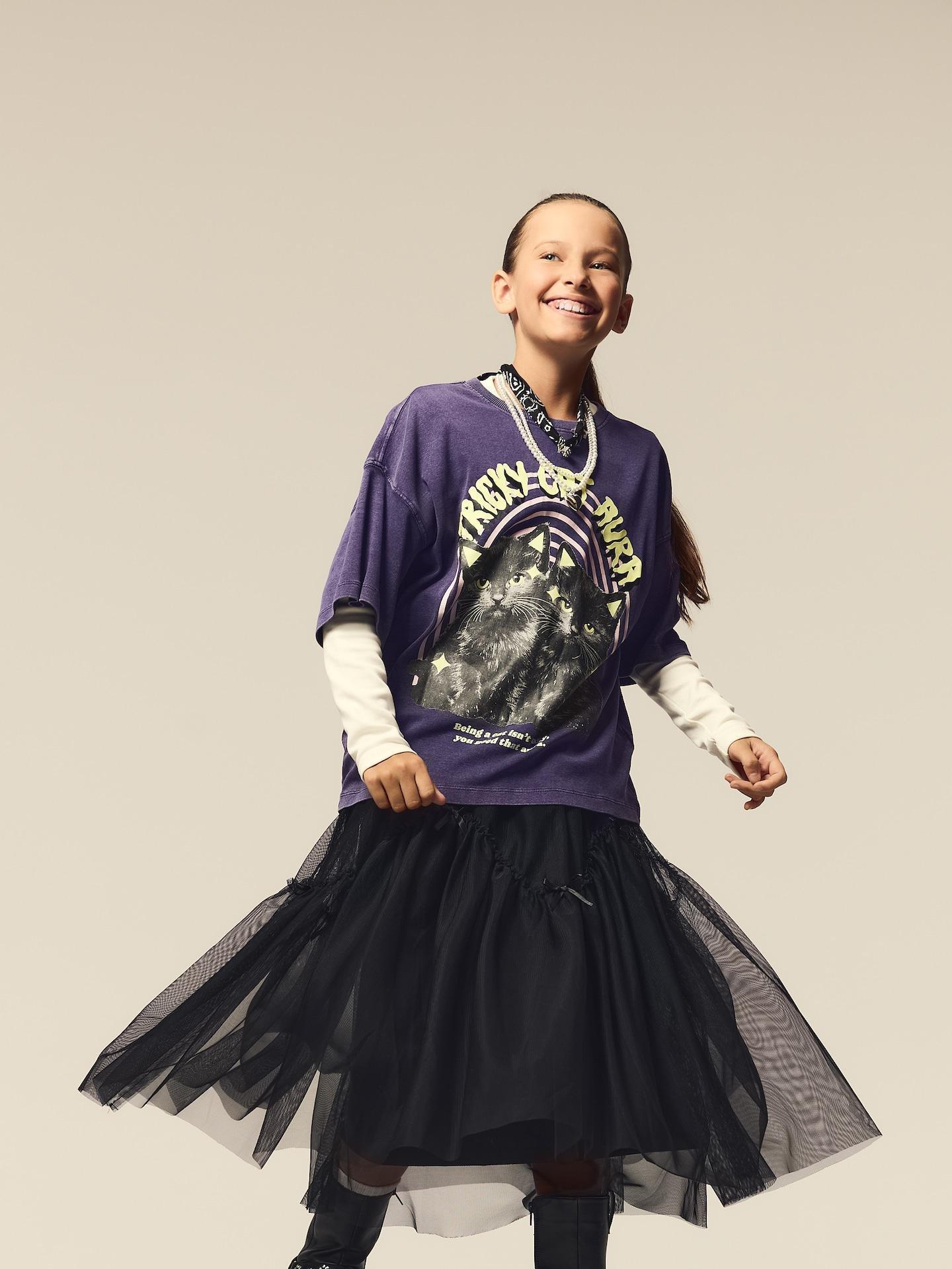 Black Tulle Skirt With Bows, Black, medium