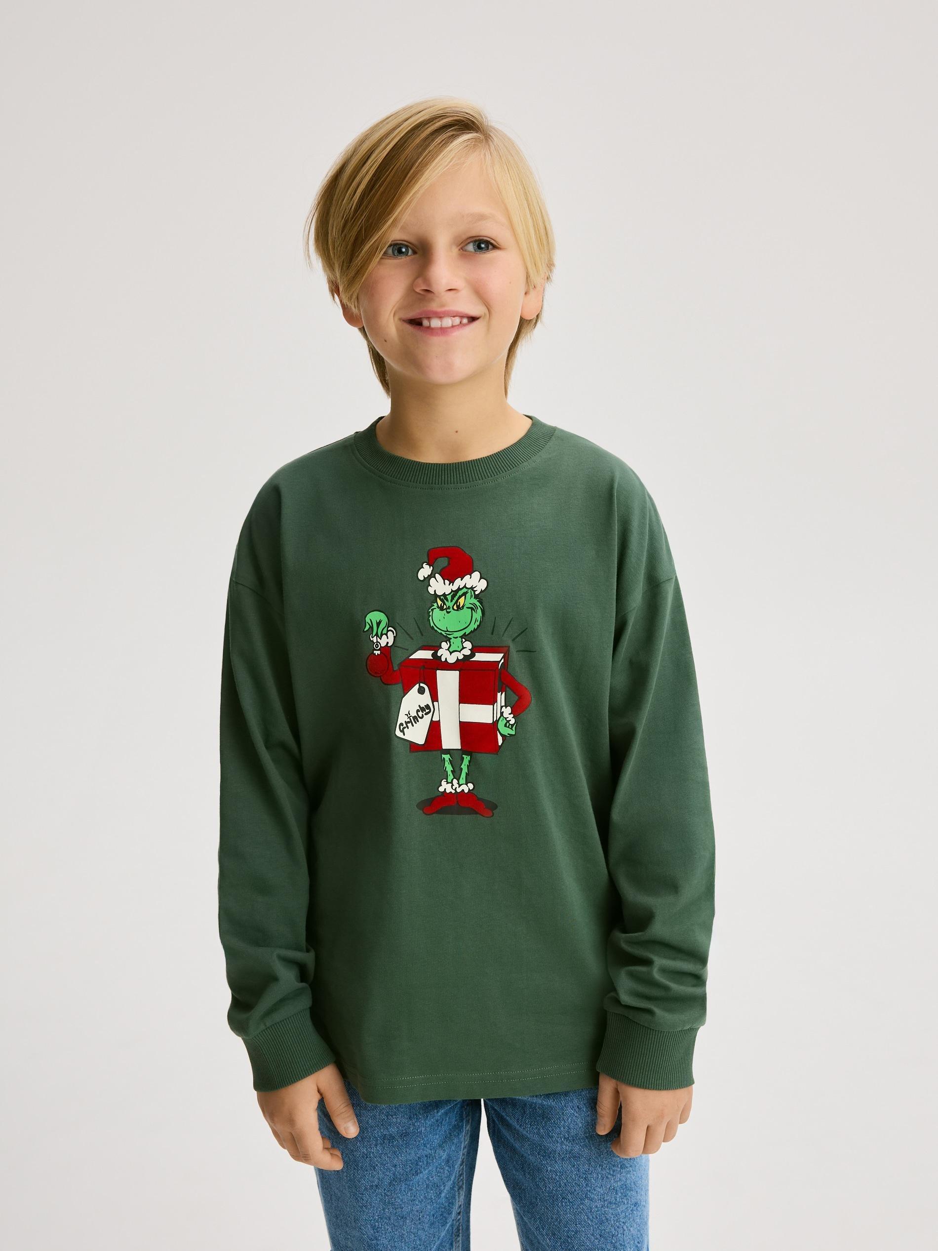 Green Grinch Longsleeve, Khaki, medium
