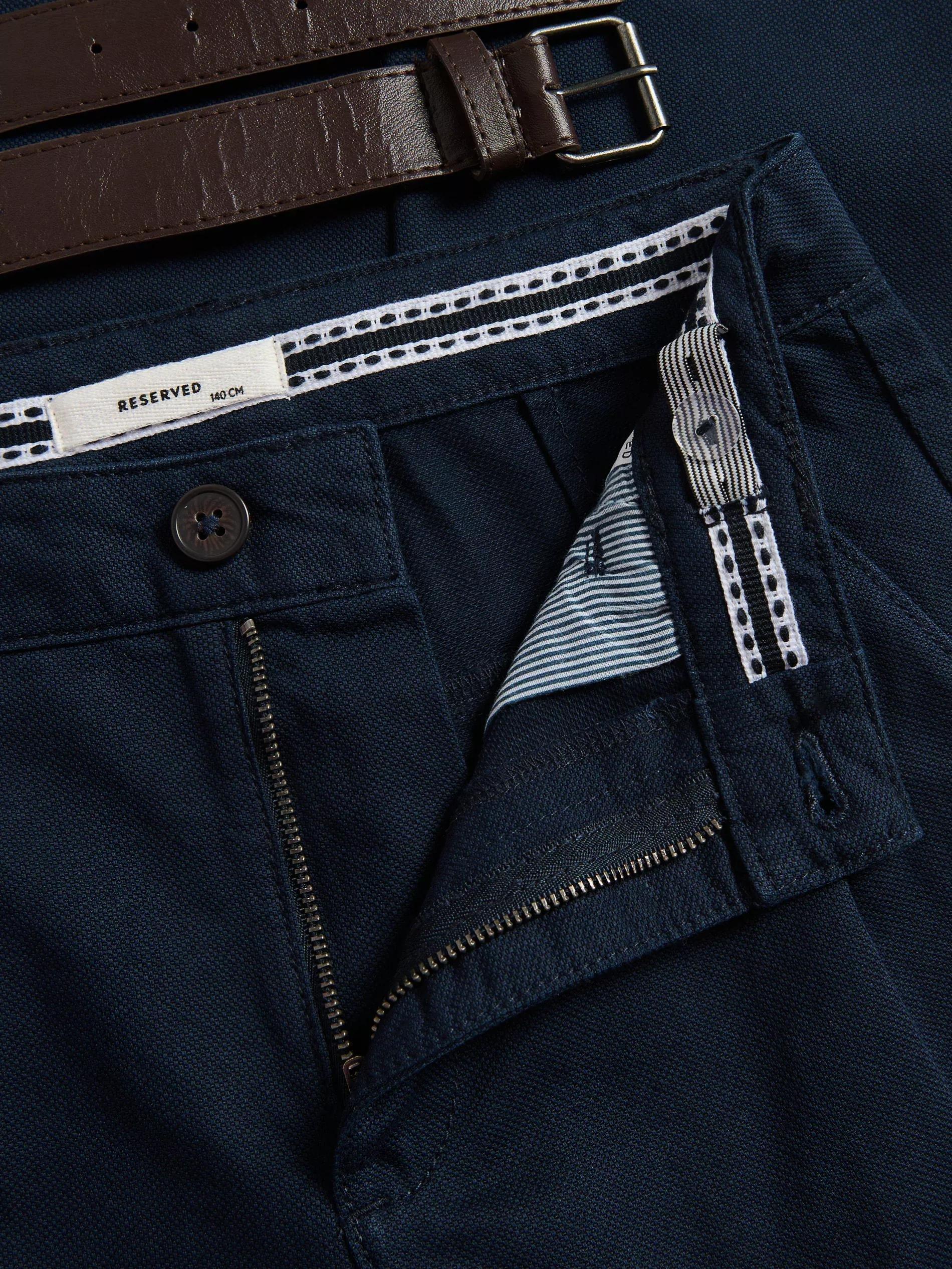 NAVY Structural fabric chino trousers with belt, , large image number 1
