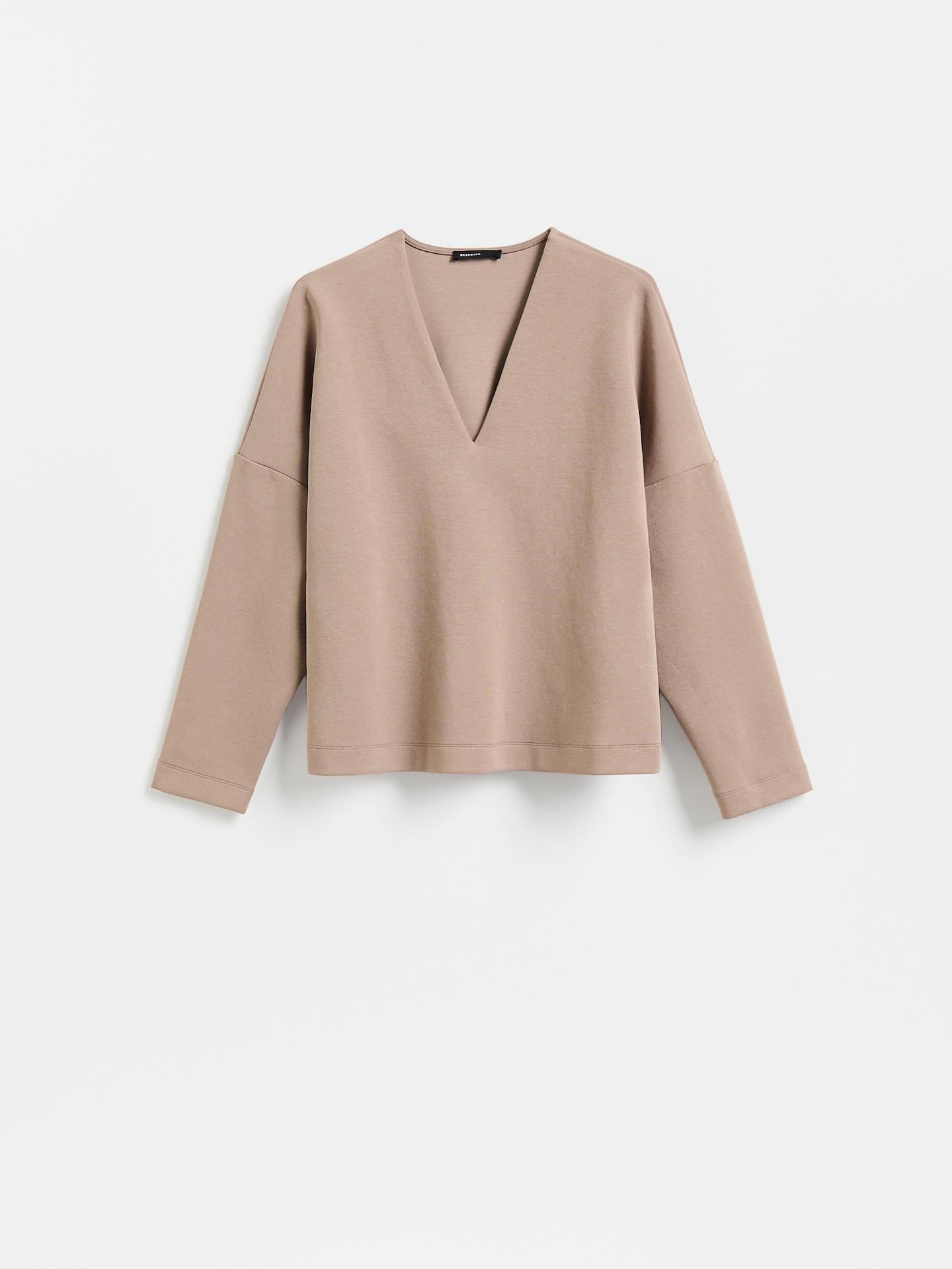 Brown V Neck Sweatshirt, Brown, large image number 0