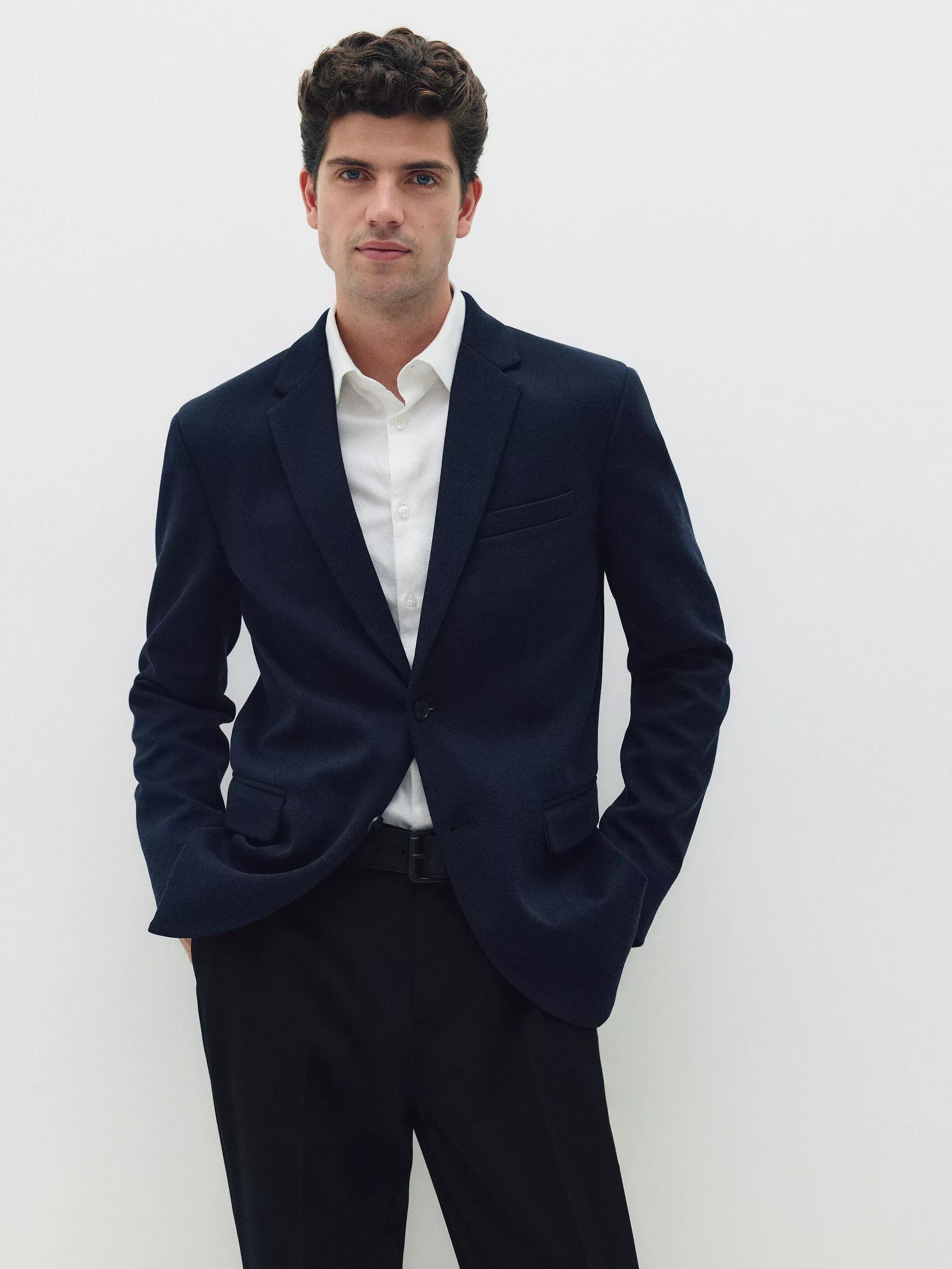 Blue Slim Fit Blazer, , large image number 0