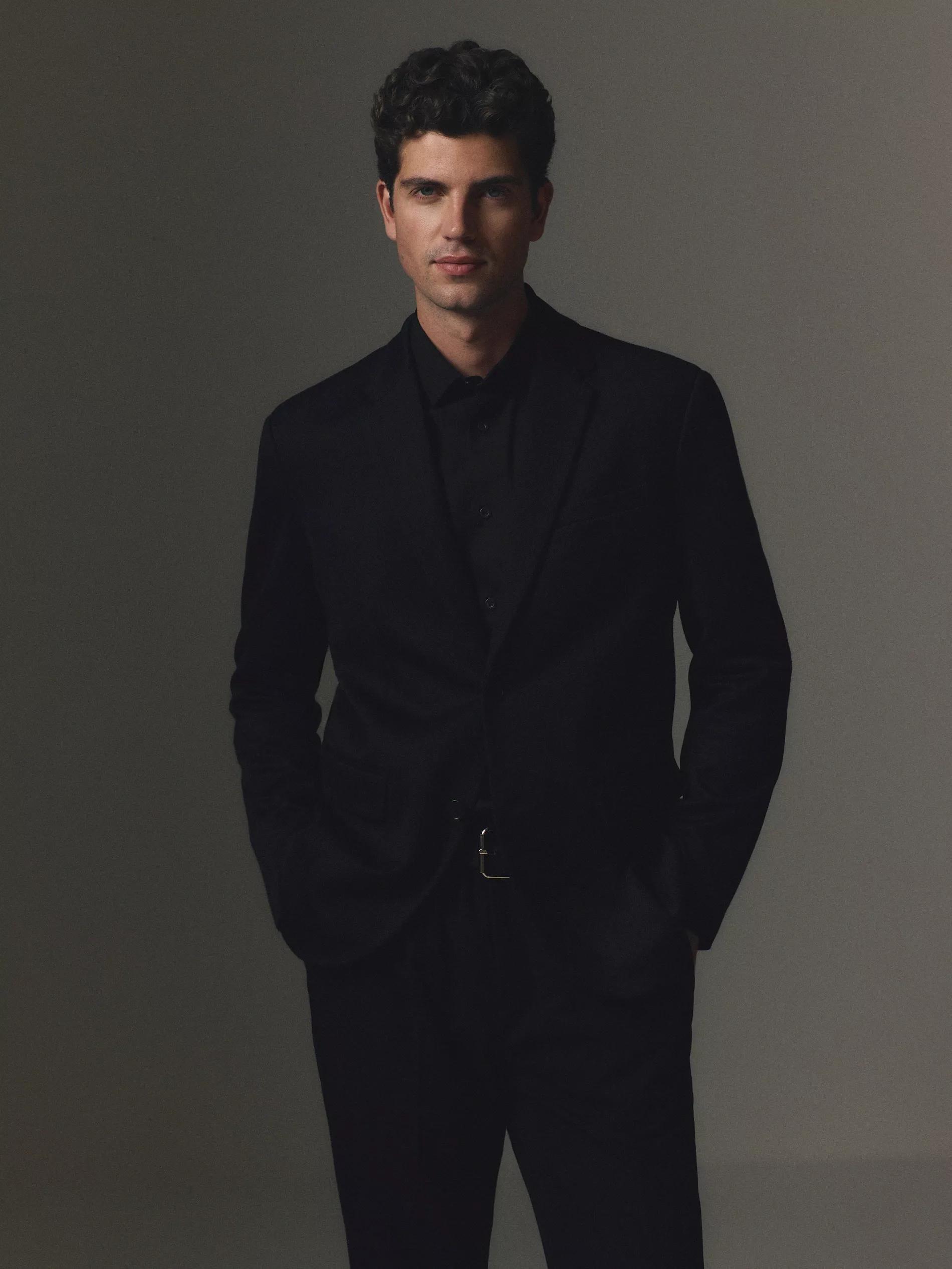 Black Slim Fit Blazer, , large image number 2