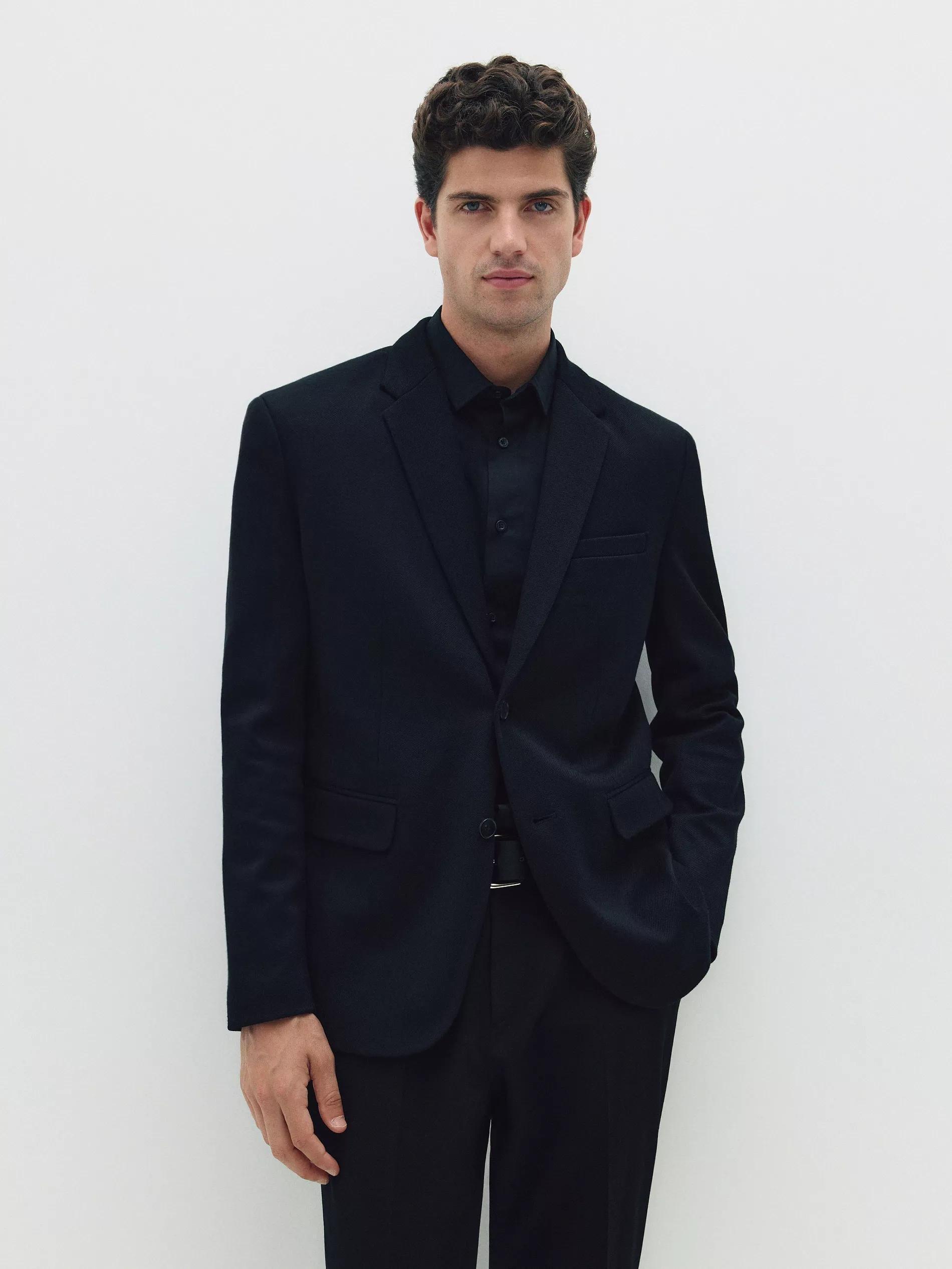 Black Slim Fit Blazer, , large image number 3