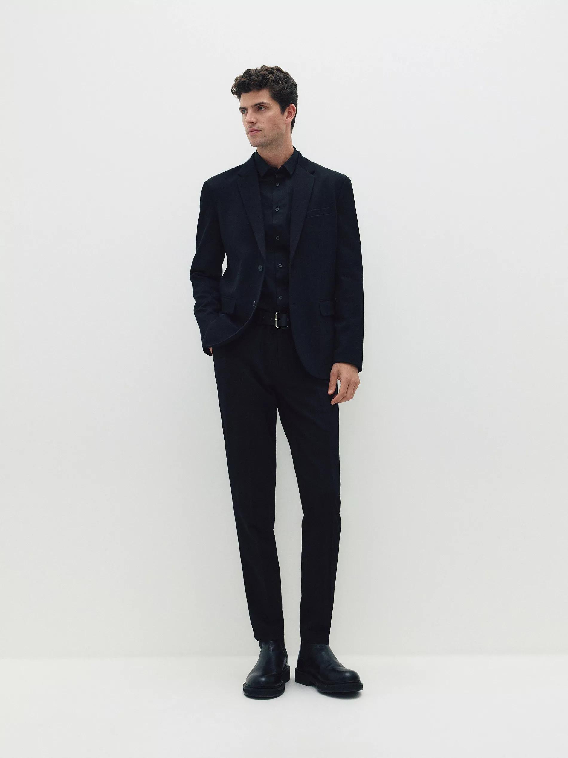 Black Slim Fit Blazer, , large image number 4