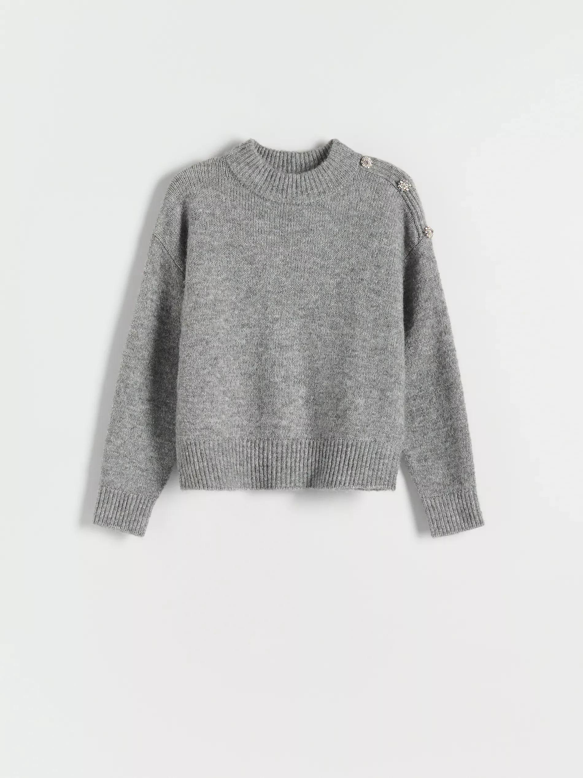 Grey Knitted Dress With Crystals, , large image number 3