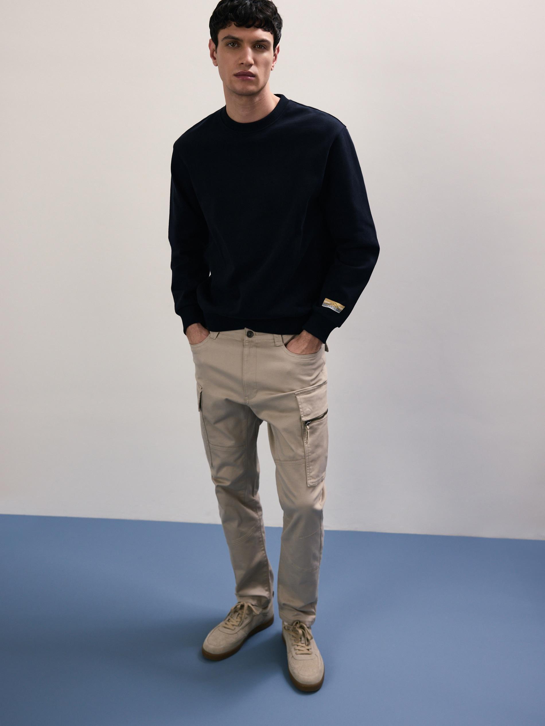 Navy Cotton Sweatshirt With Applique, , medium