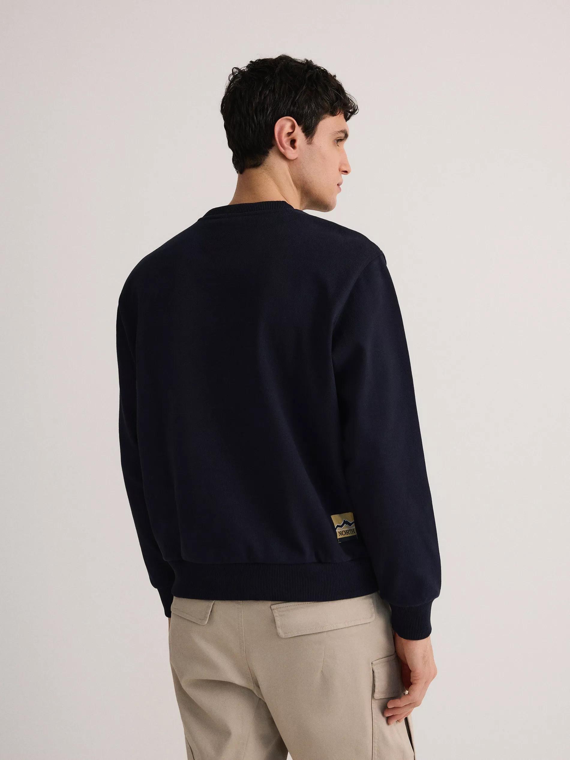 Navy Cotton Sweatshirt With Applique, Navy, large image number 4