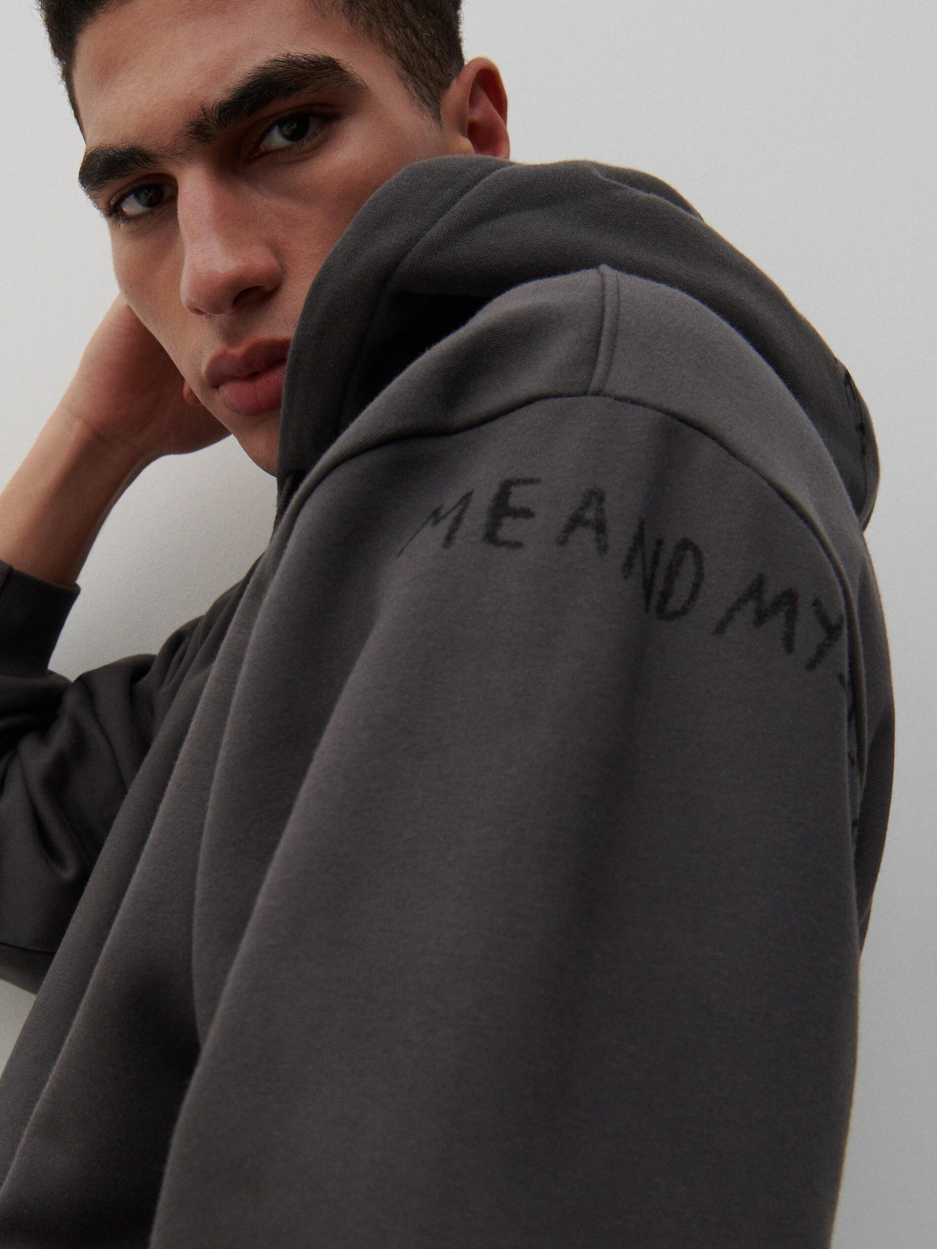 Grey Oversized Sweatshirt With Inscriptions, , large image number 1